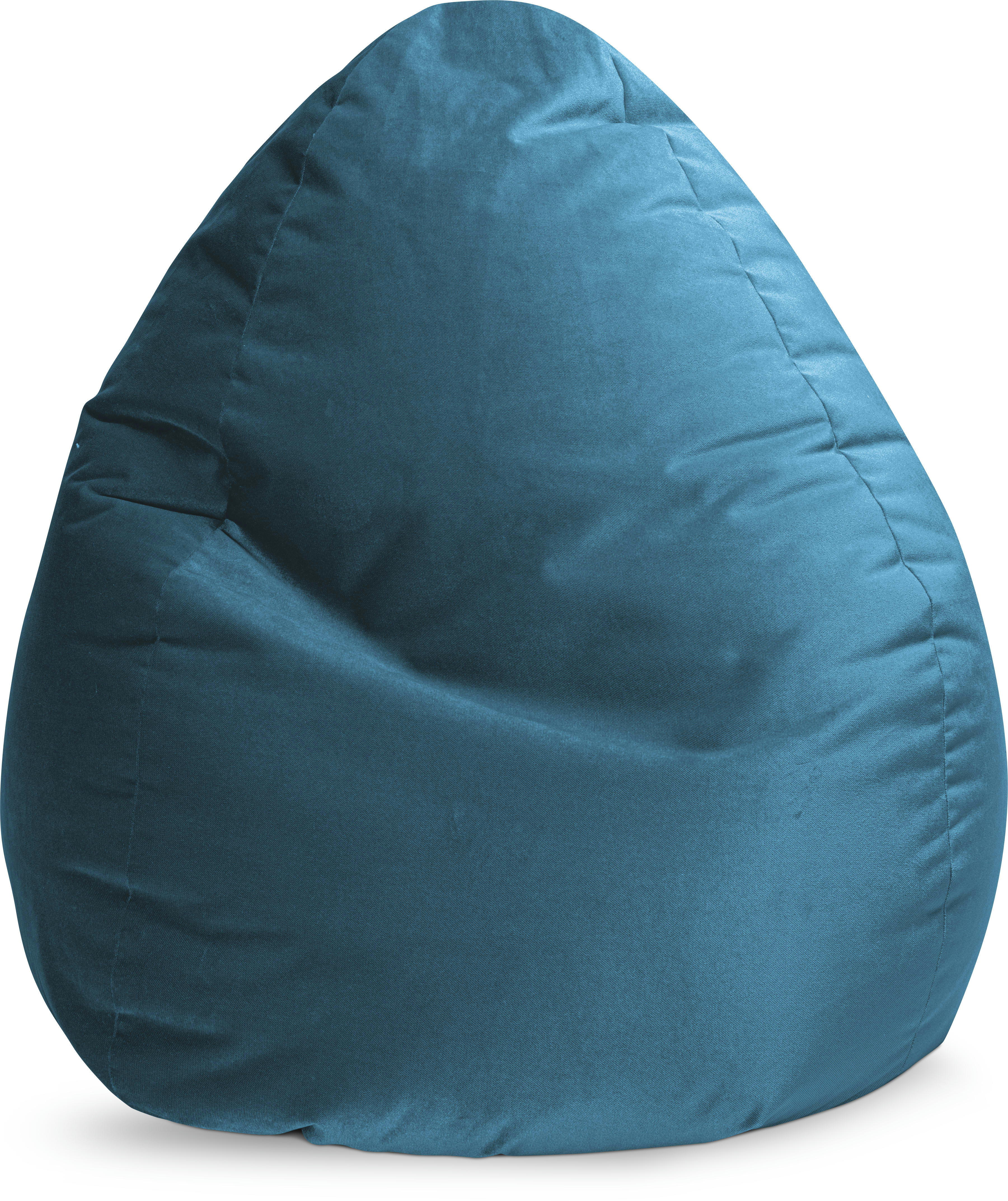 MARLA - Pouf poire XXL d'intérieur aspect velours pétrole 80x130cm