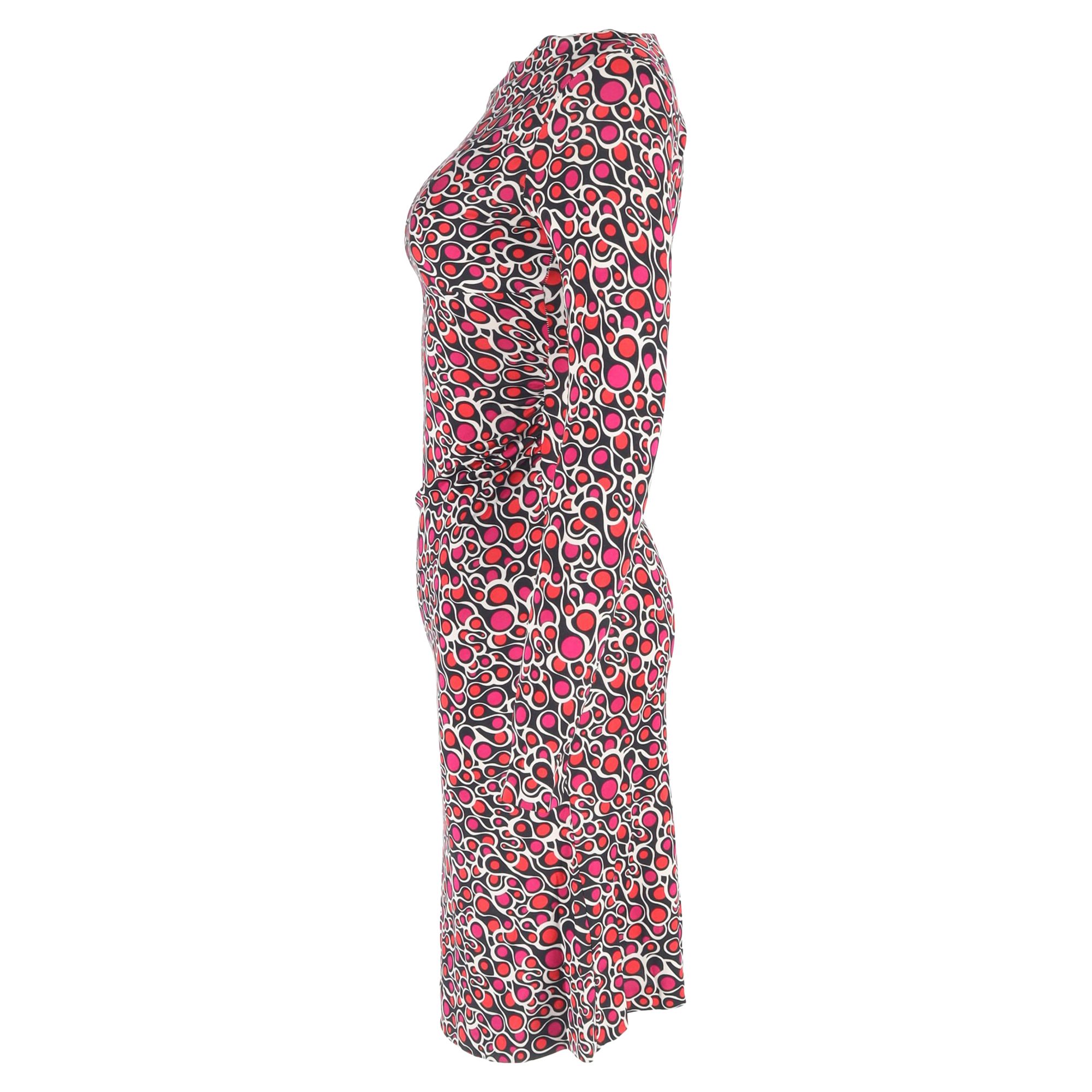 Diane Von Furstenberg Preloved Printed Knee Length Dress in Multicolor Polyester