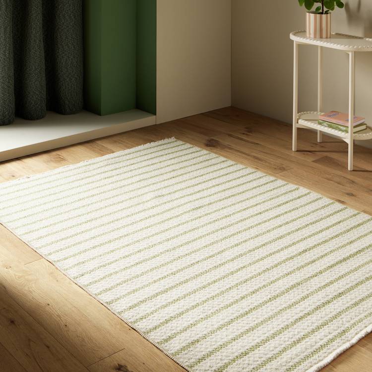 Habitat Stripe Green Flatweave Rug - 120x170cm