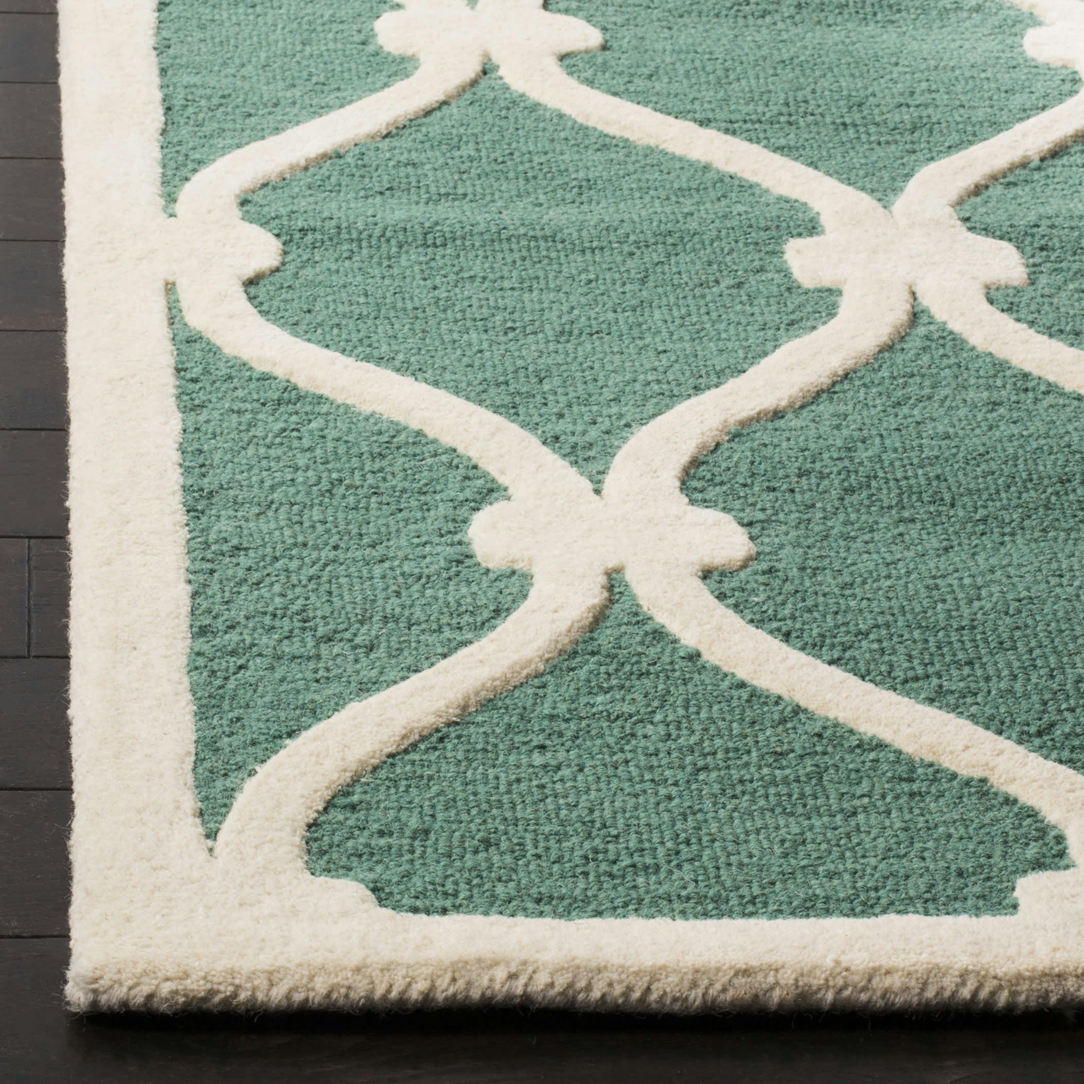 CAMBRIDGE - Tapis de salon interieur en teal & ivory, 91 x 152 cm