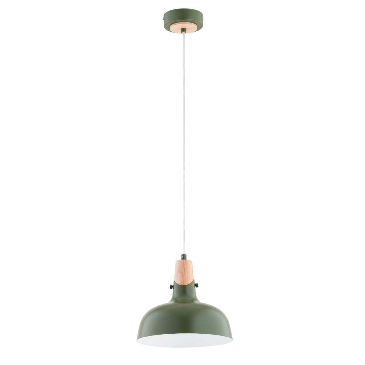 Lampa wisząca zielona - jasne drewno SOLO 1xE27x15W wym: 90x23x23 cm Alfa