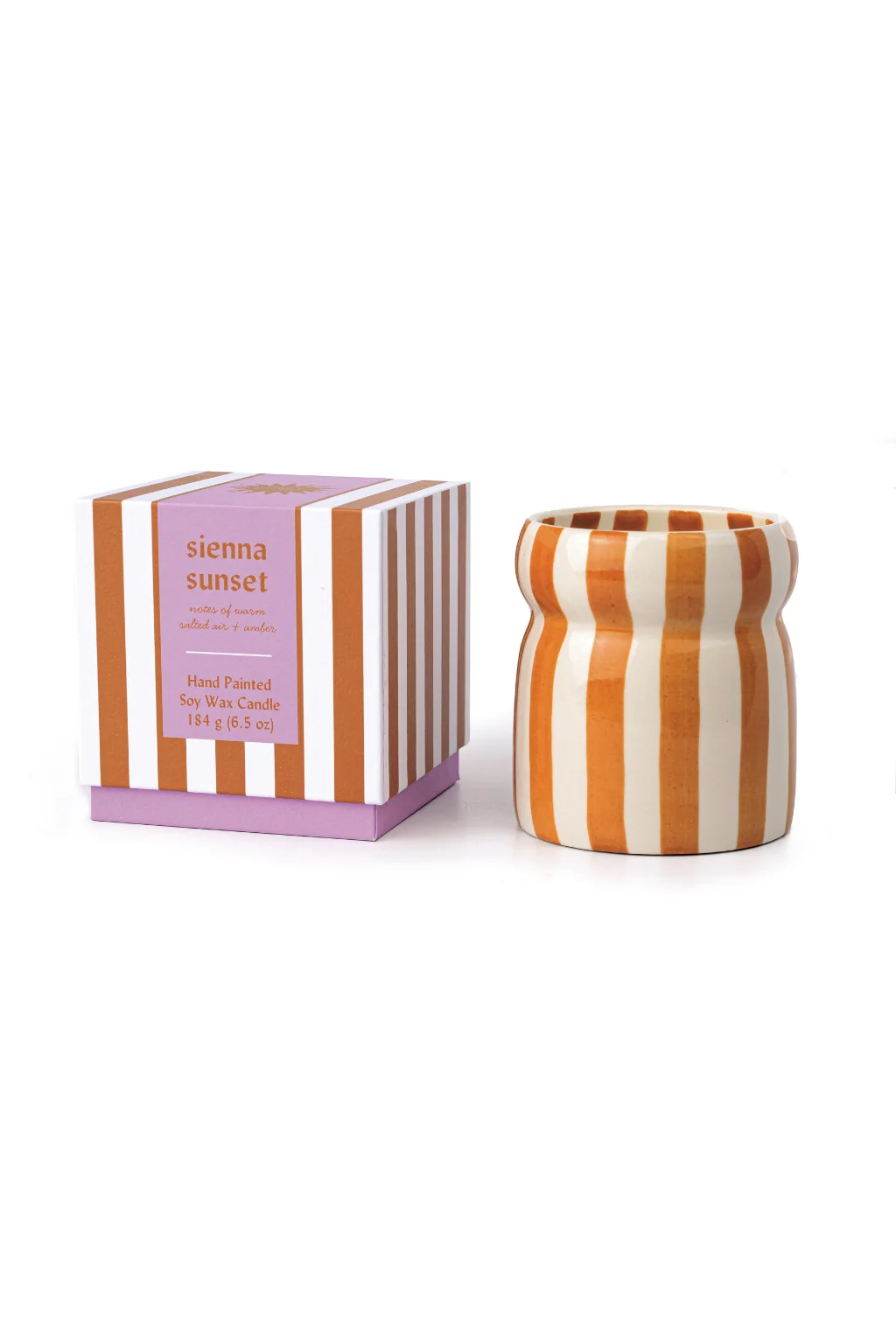 Cabana 6.5oz/184g Rust Stripped Ceramic Candle - Sienna Sunset Boxed