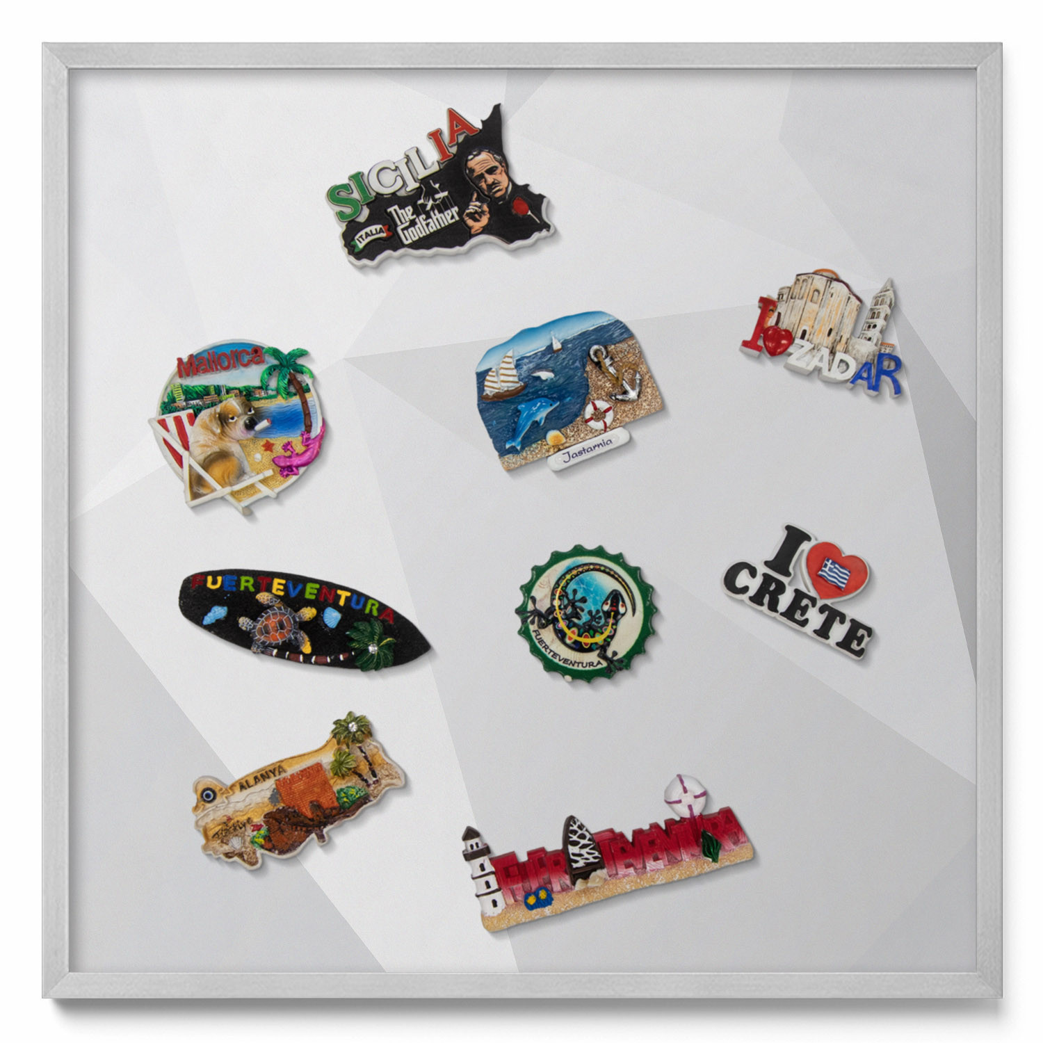 Tablica magnetyczna na ścianę, tło 3D, srebrna rama, 50x50, Tulup