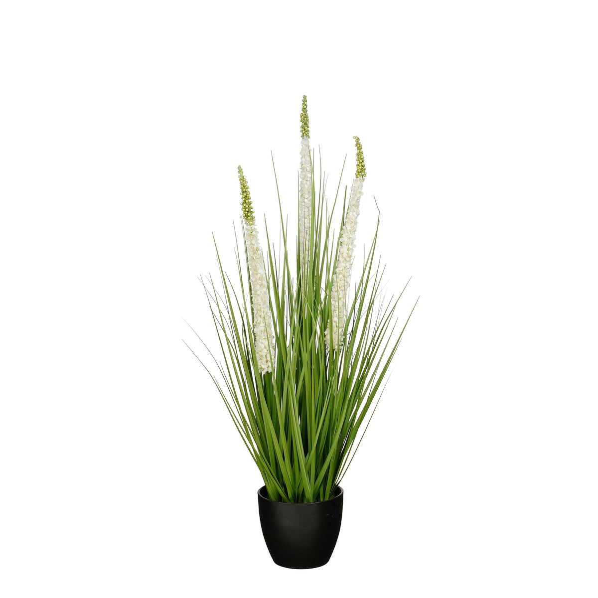 Mica Decorations Eremurus – Kunstgras in Pot – Realistische Nepplant Woondecoratie – Kunstplanten voor Binnen en Buiten – H80 x Ø25 cm – Groen, Wit