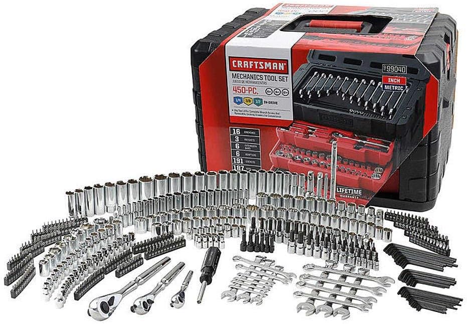 450-Piece Mechanics Tool Set, Ratchet Socket Hand Wrench Toolset