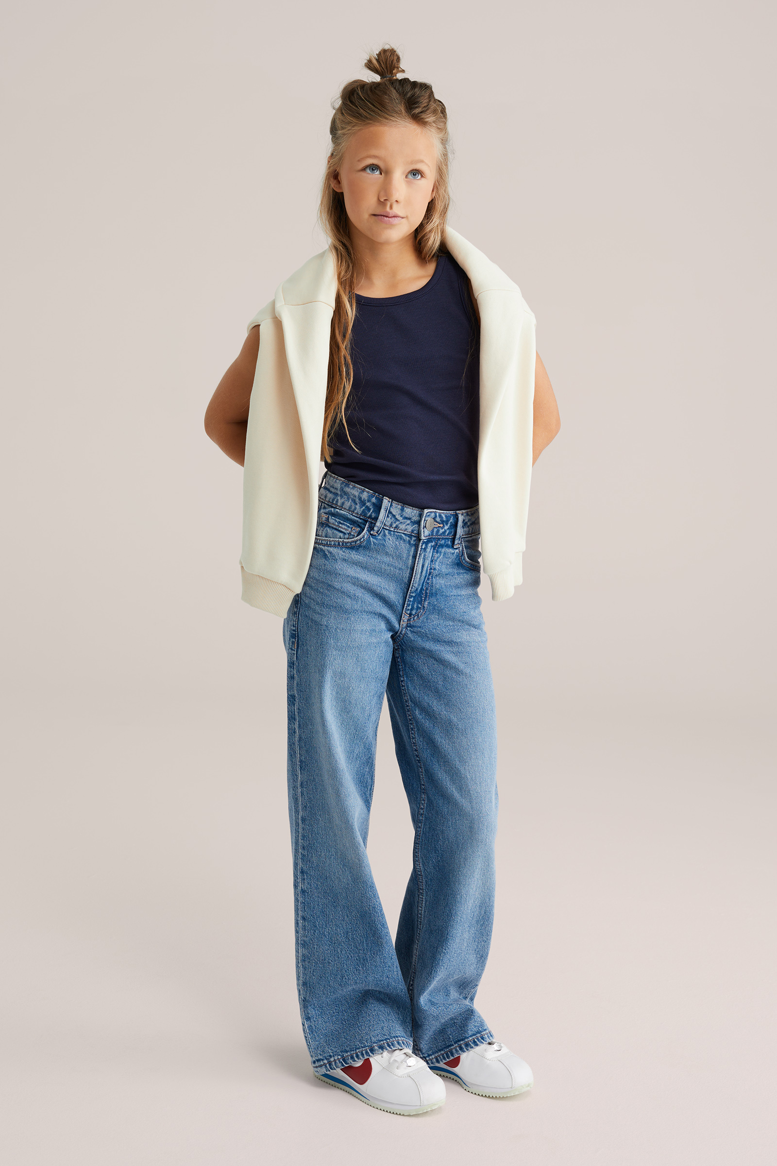 Meisjes singlet van ribstof