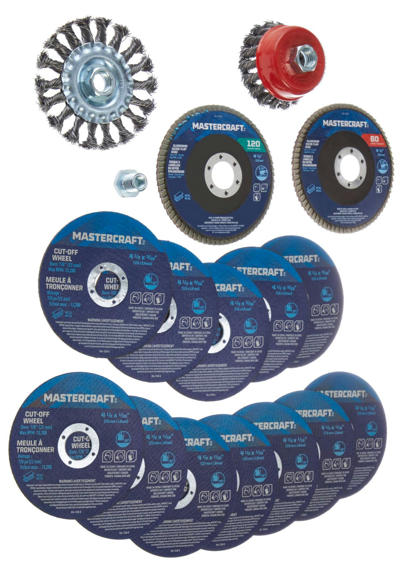 Mastercraft Steel Flap Discs & Cut off Wheels Set for Metal, 17-pc