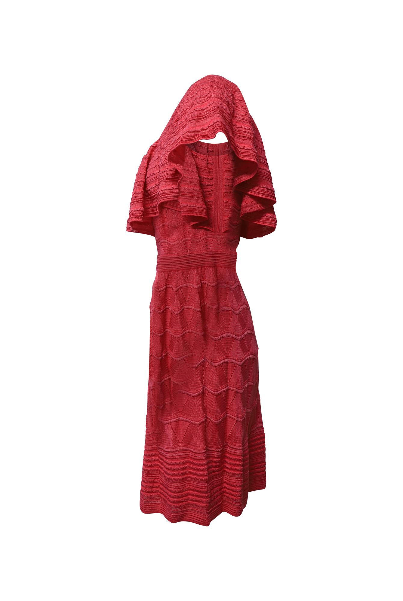 M Missoni Preloved Ruffle Knitted Dress in Pink Cotton