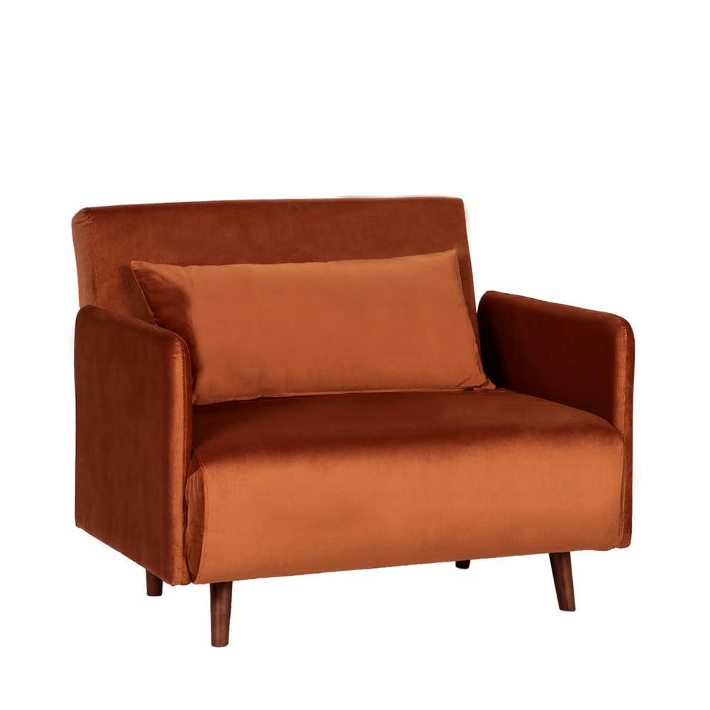 BELUSHI - Fauteuil convertible en velours rouille