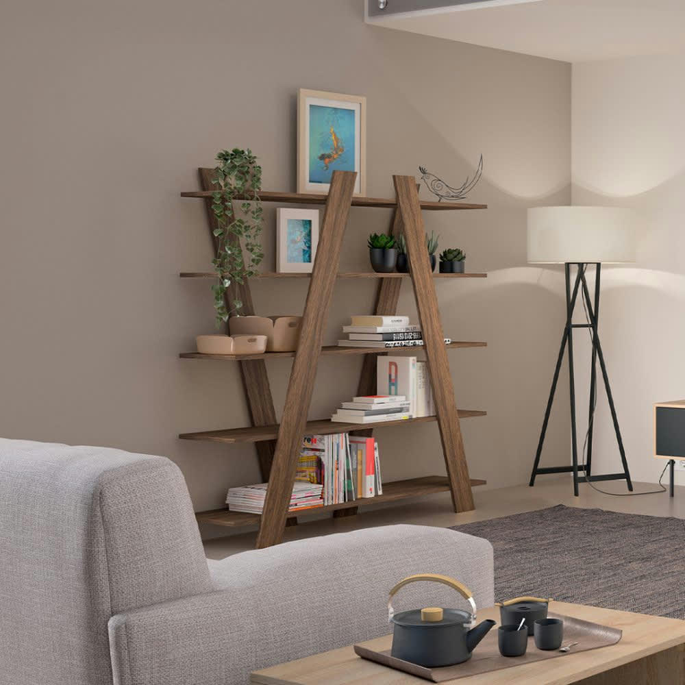 WIND - Bibliothèque  placage noyer