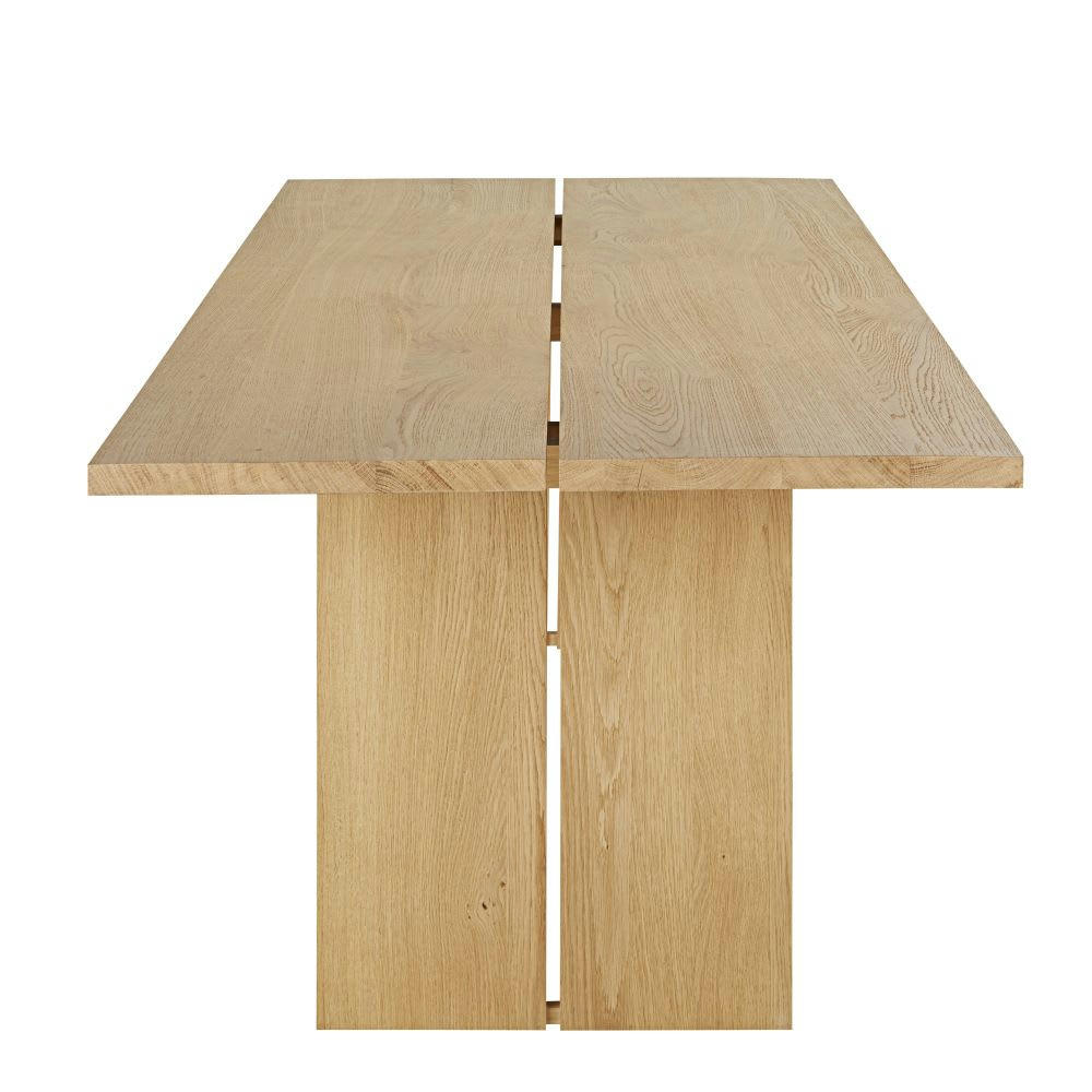 Aoka - Table à manger en bois de chêne massif beige 8/10 personnes L200