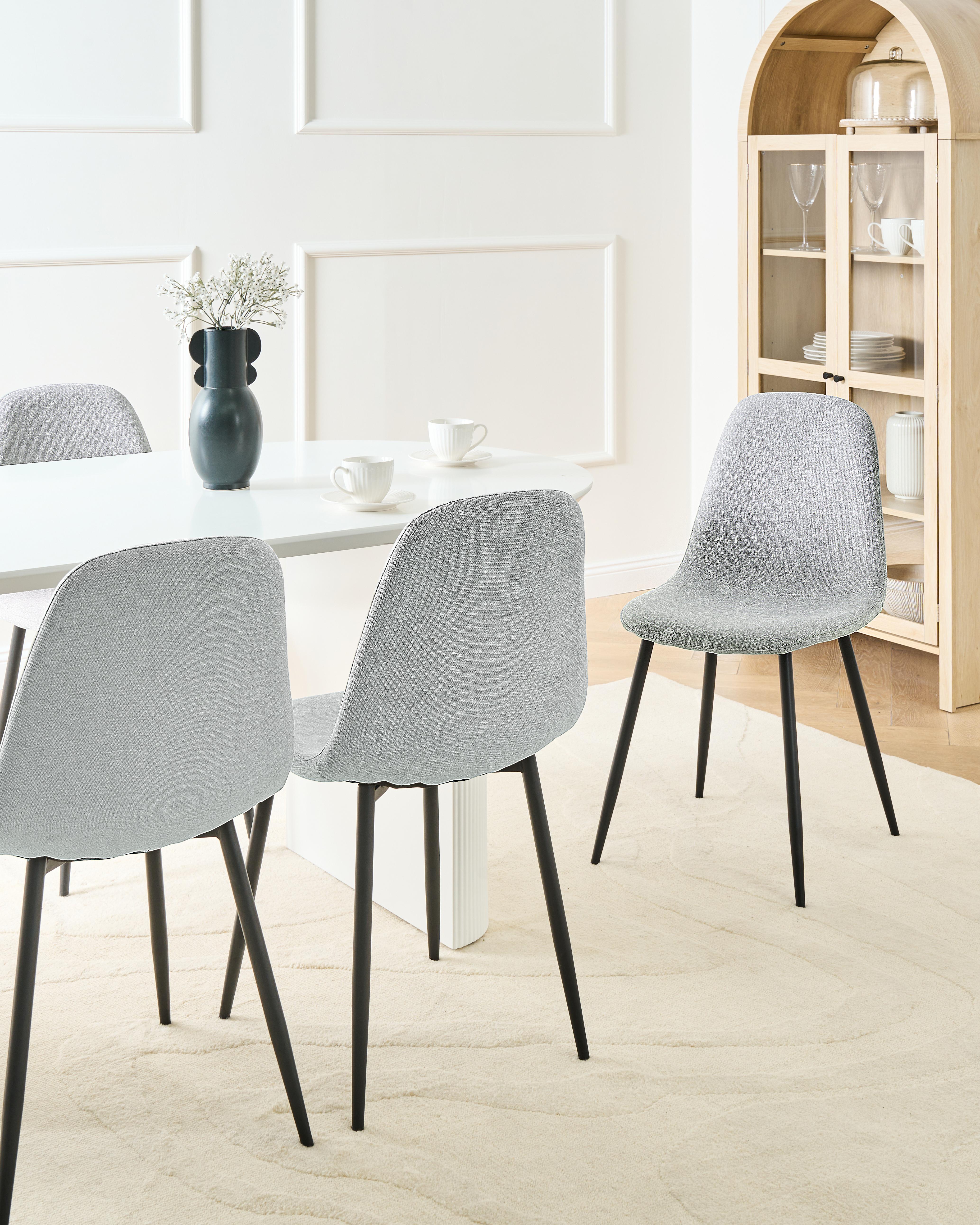 Set of 4 Dining Chairs CRANDALL Fabric Light Grey