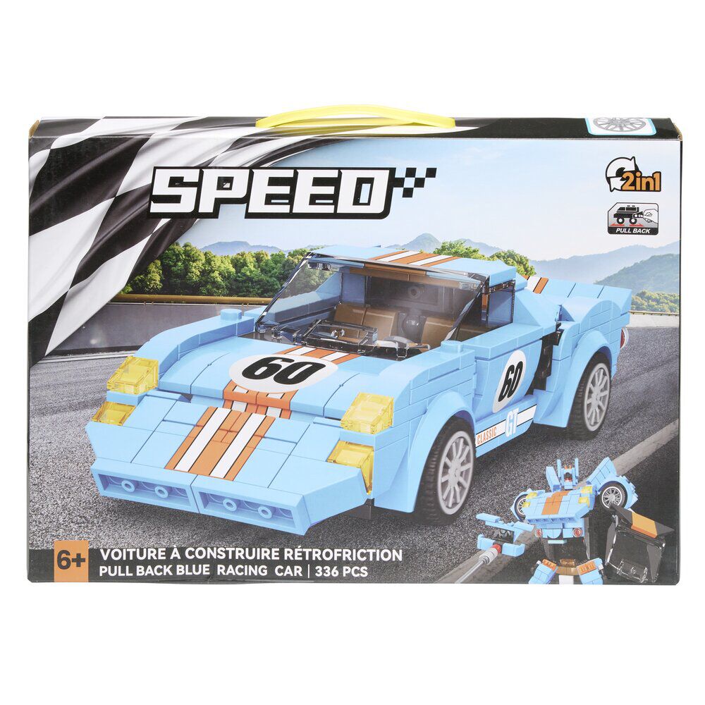 Jeu bloc de construction enfant garçon voiture robot 336 pièces plastique bleu