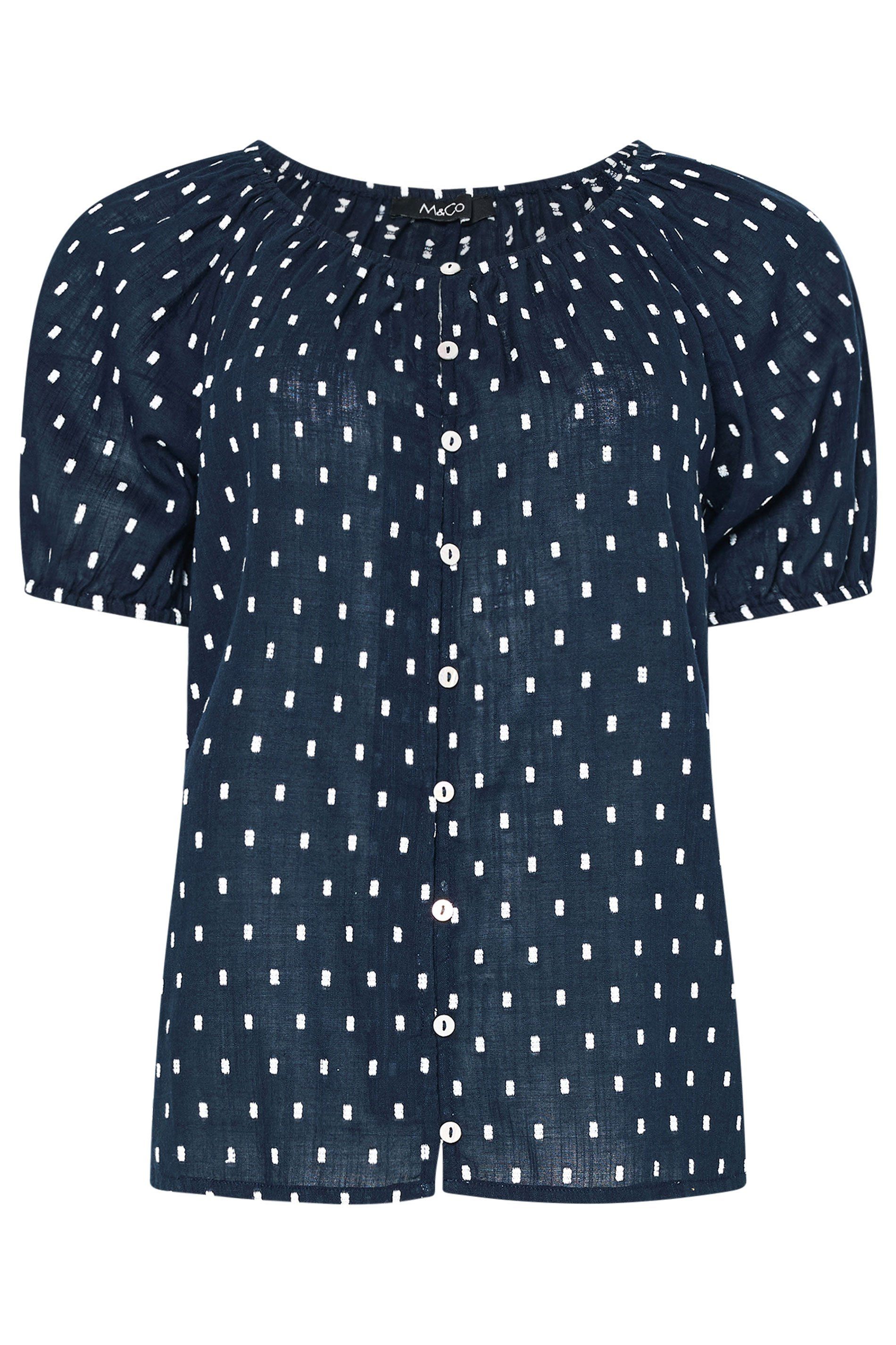 M&Co Dobby Button Up Blouse