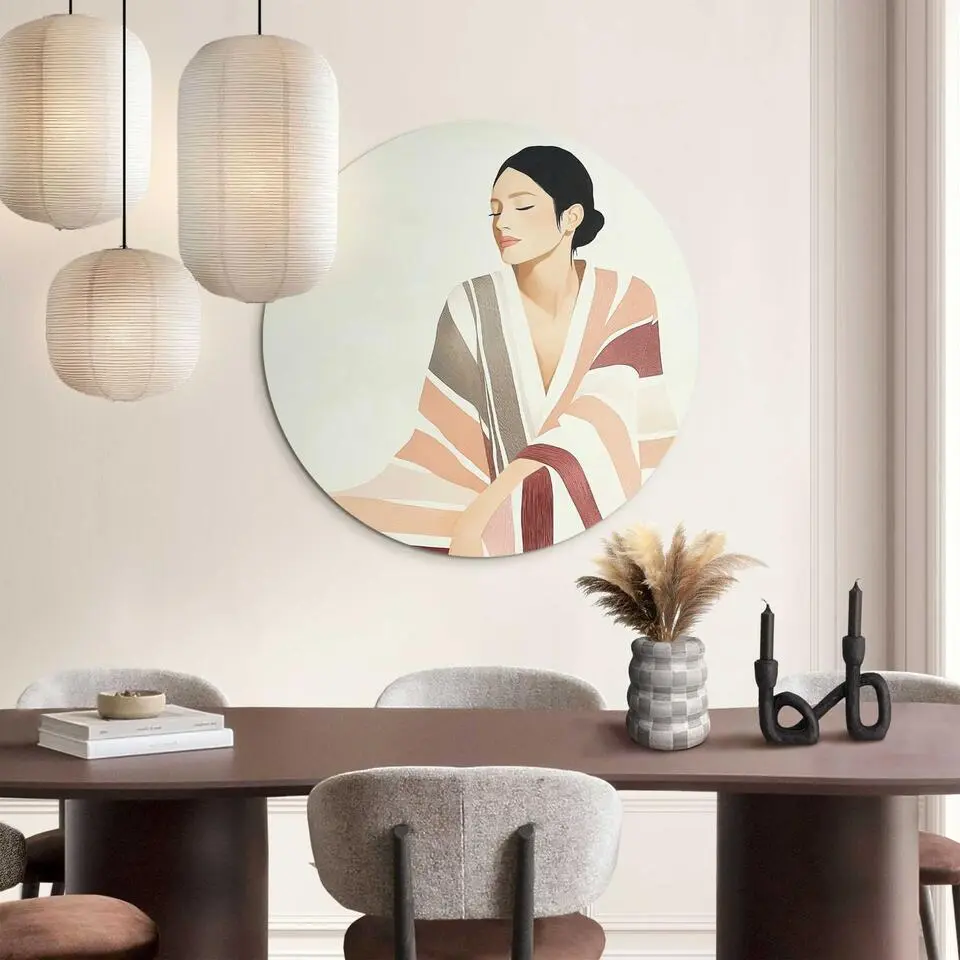 Glasschilderij Rustige elegantie - &Oslash; 70 - Beige