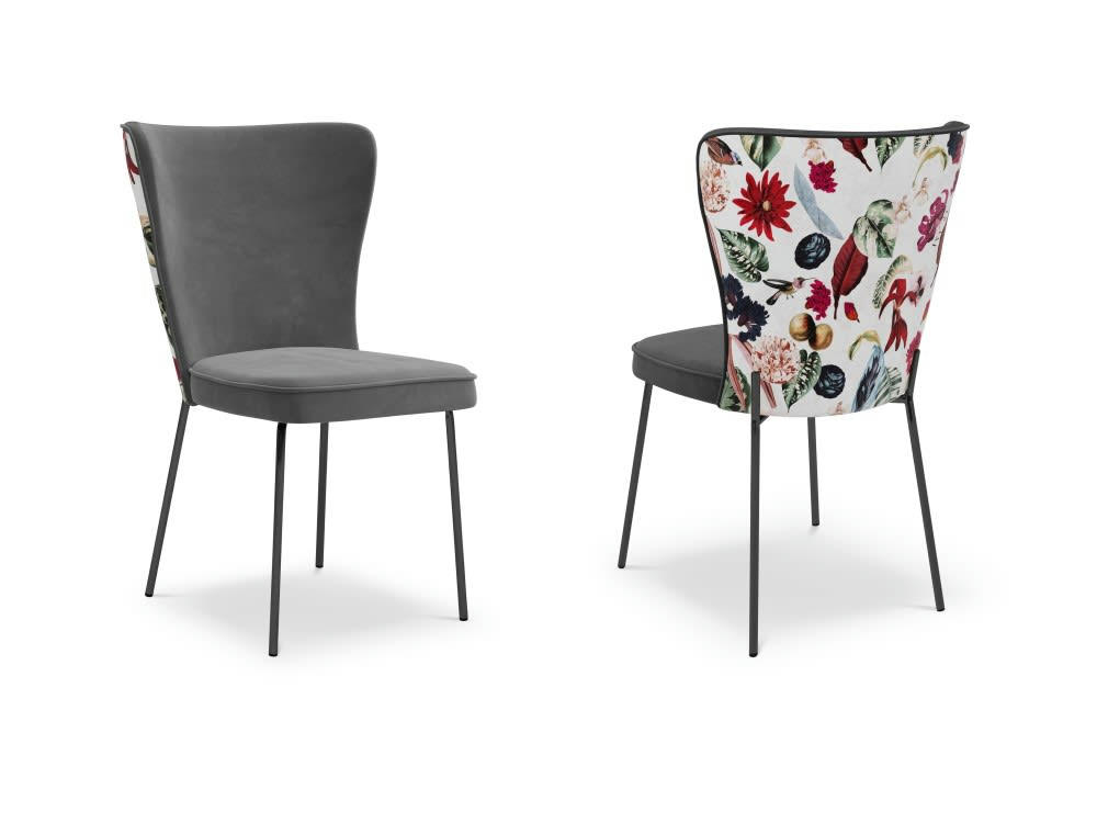 SILENE - Ensemble de 2 chaises 1 place en velours gris foncé