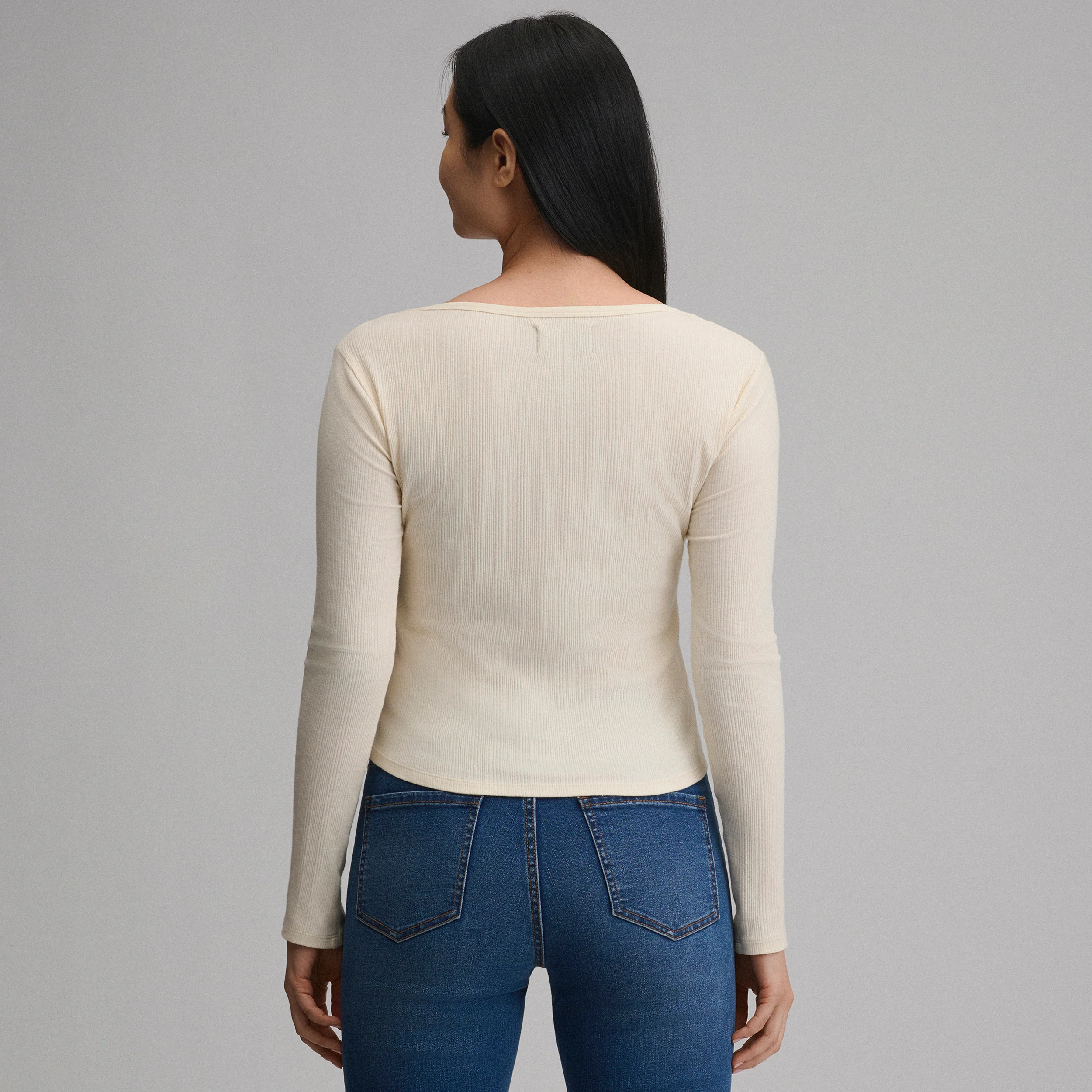 Women's Long-Sleeve Rib Y-Neck Henley
