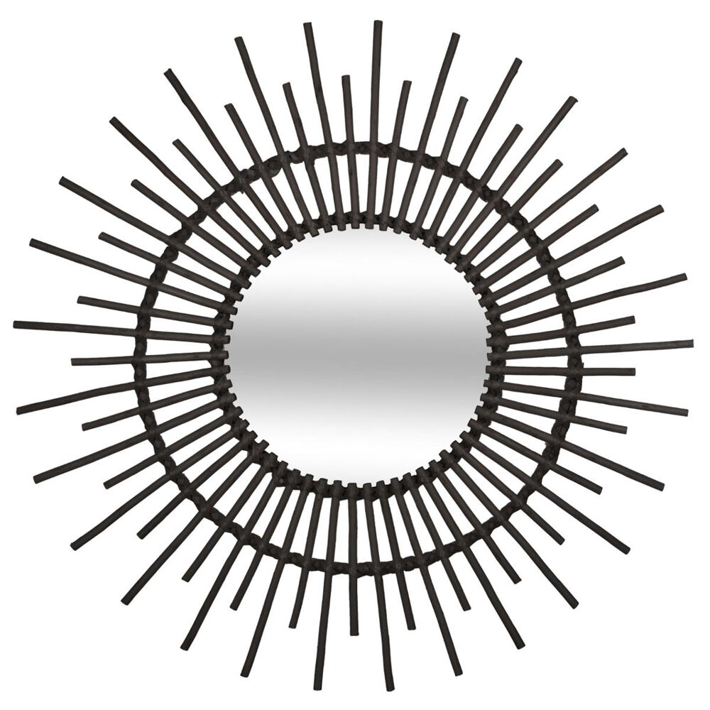 Espelho decorativo preto redondo rattan