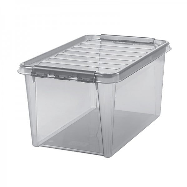 Grande Boîte de rangement grise transparente 47 litres