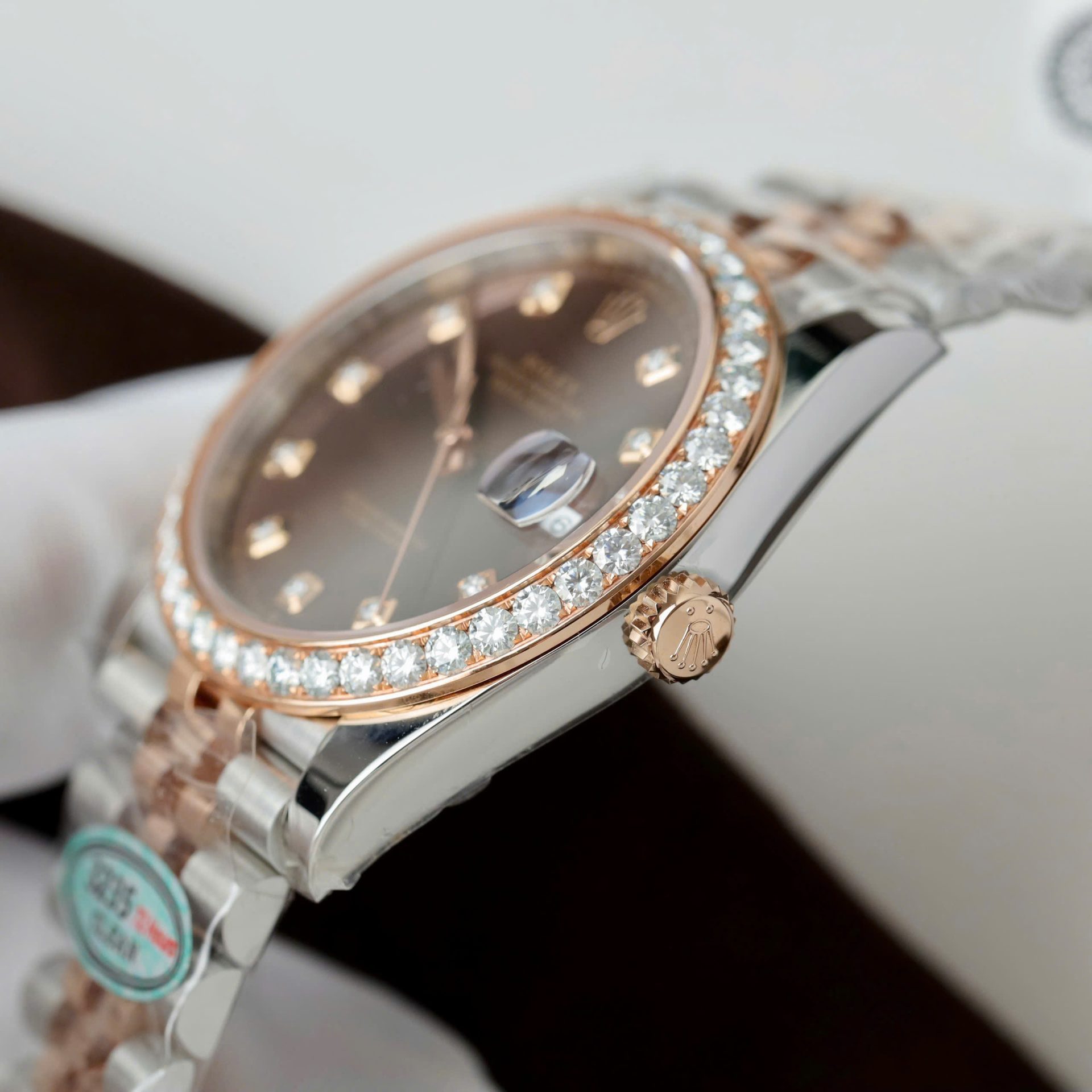 Rolex Datejust SS/RG Plated Chocolate Dial With Diamonds 41mm Jub Super Clone