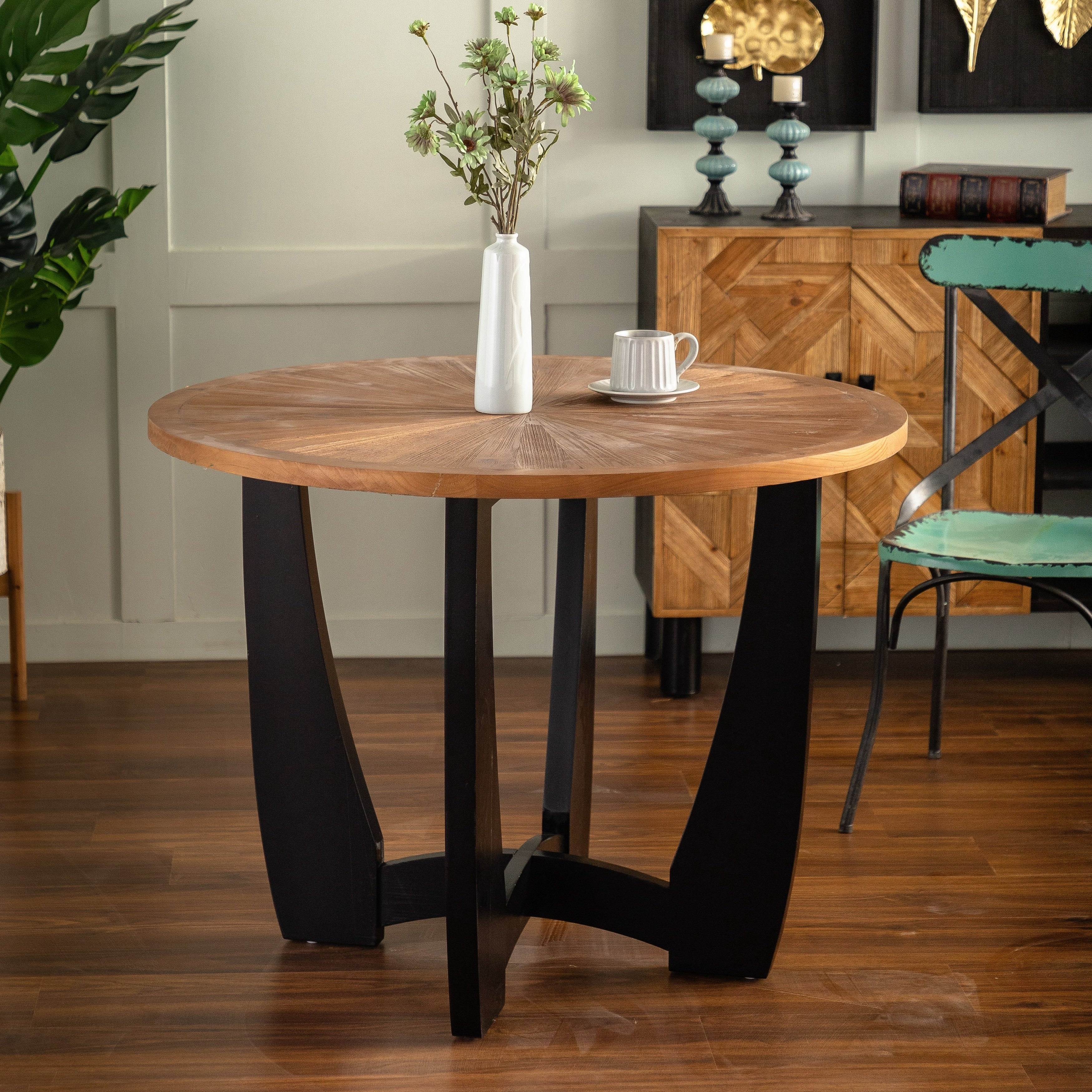 Round Dining Table with Scattering Pattern Splicing Table Top