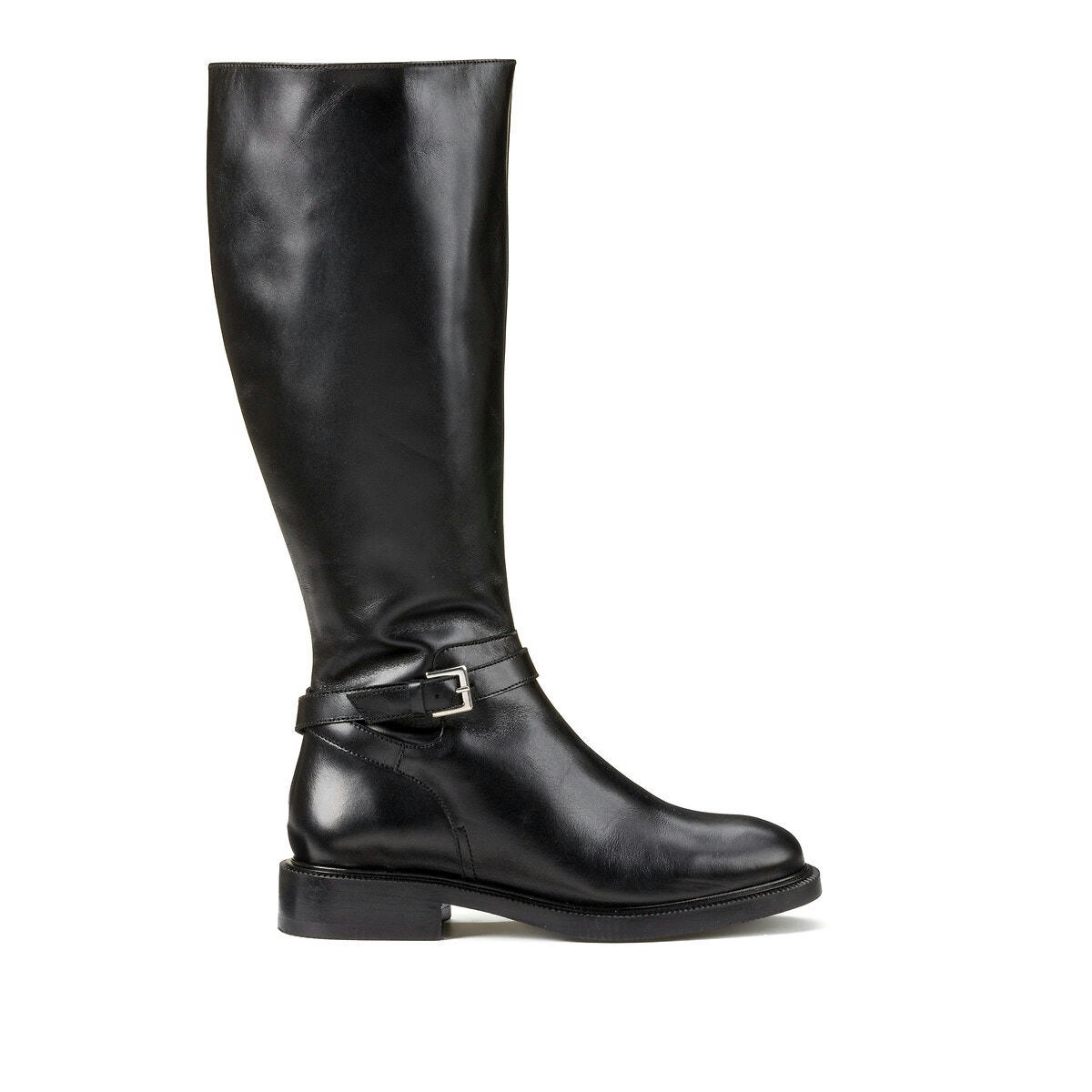 Bottes cavalières en cuir, détail boucle