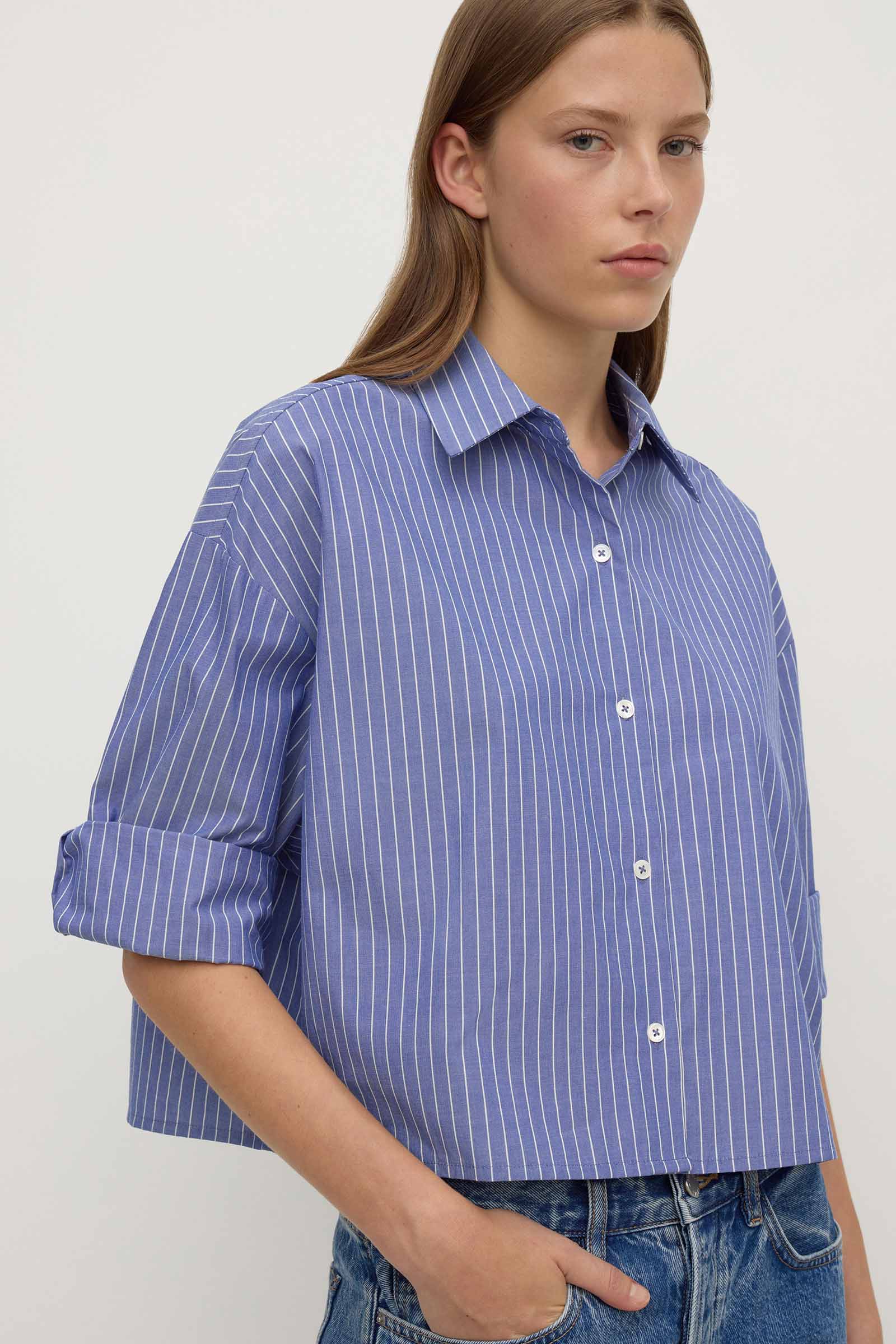 Anais Stripe Cropped Shirt