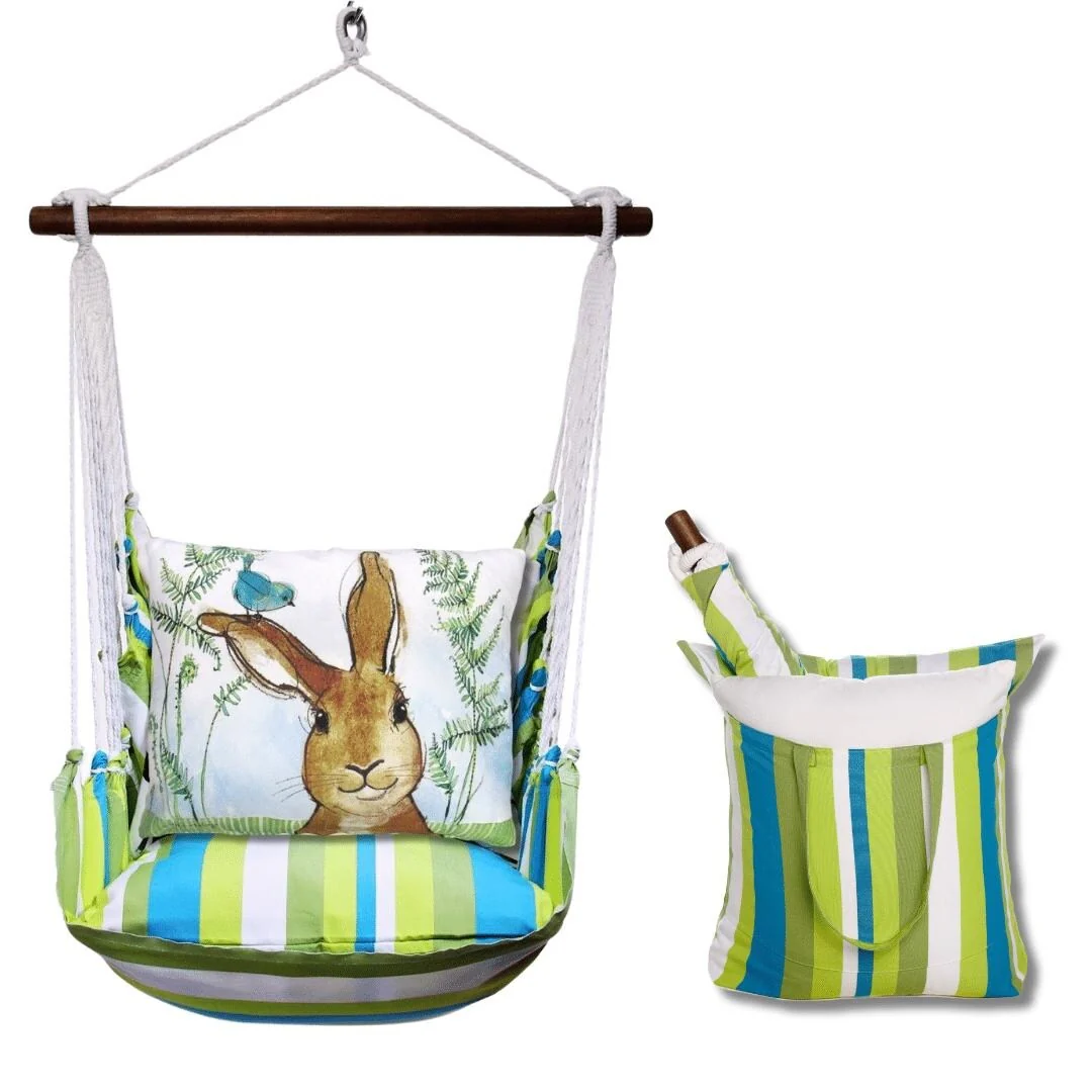 Magnolia Casual Swing Set 4 piece - Beach Boulevard Stripe w/ Bunny & Bird w/Fern
