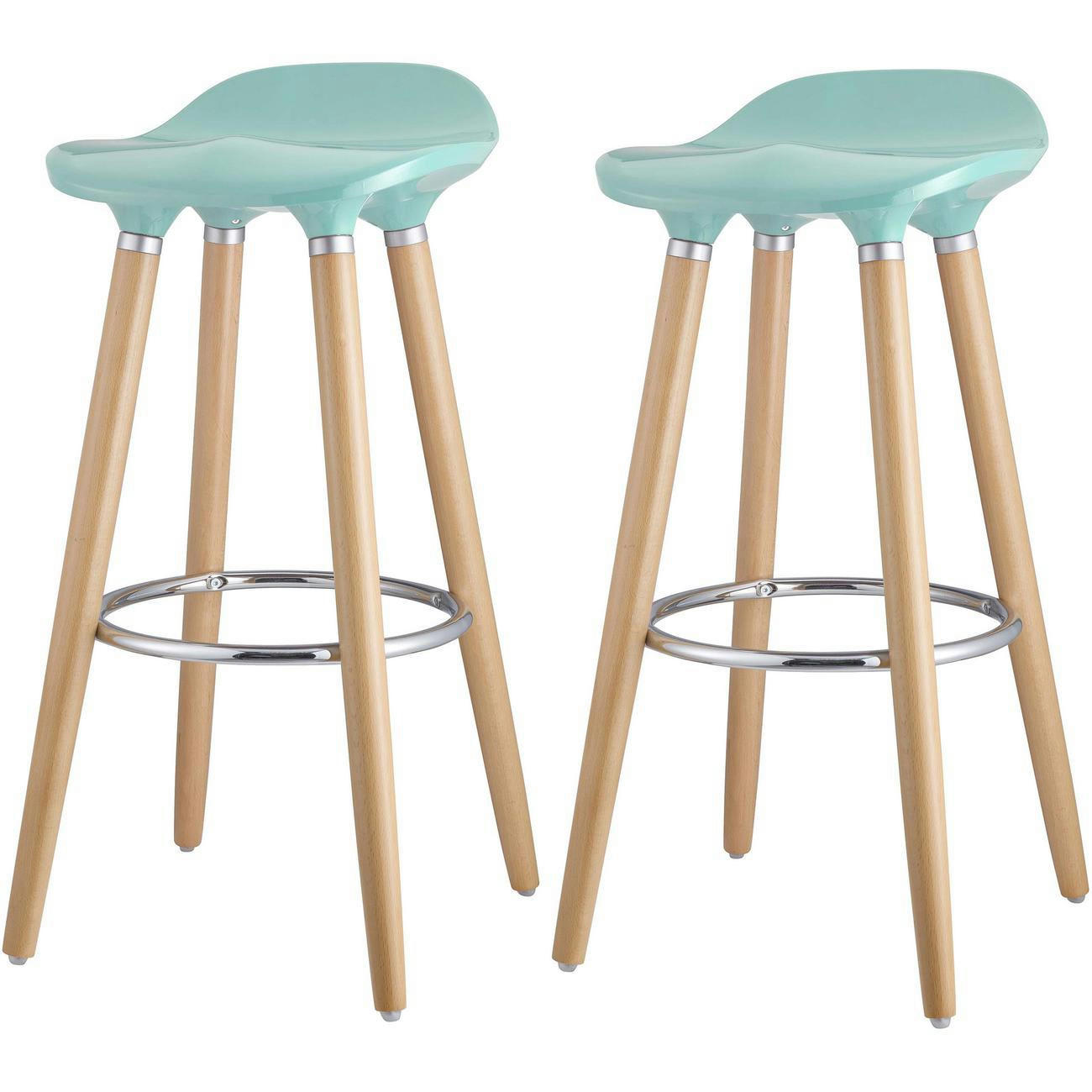 OLLO - Tabouret de bar assise plastique dur pieds métal - Lot de 2