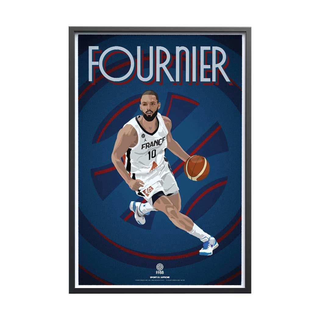 BASKET - Affiche BASKET- Team France Basket Evan Fournier  40 x 60 cm