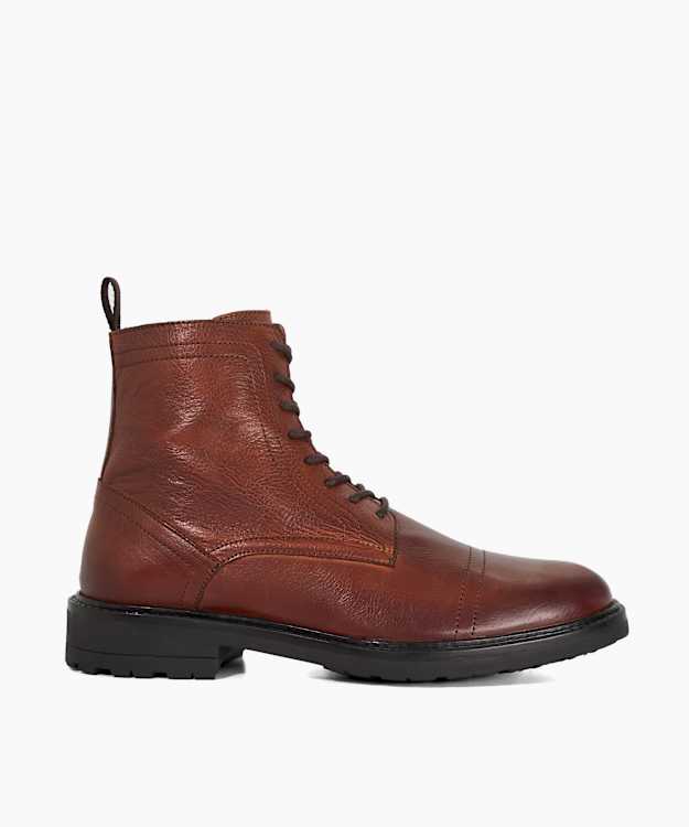 Marrow Brown - Leather Chunky Lace Up Boots