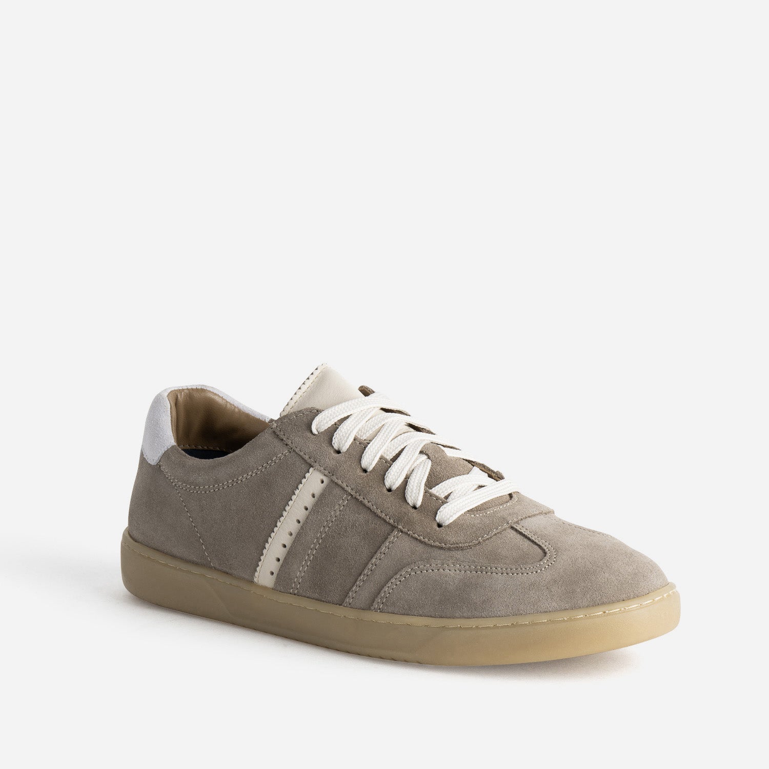 Tennis homme taupe cuir velours
