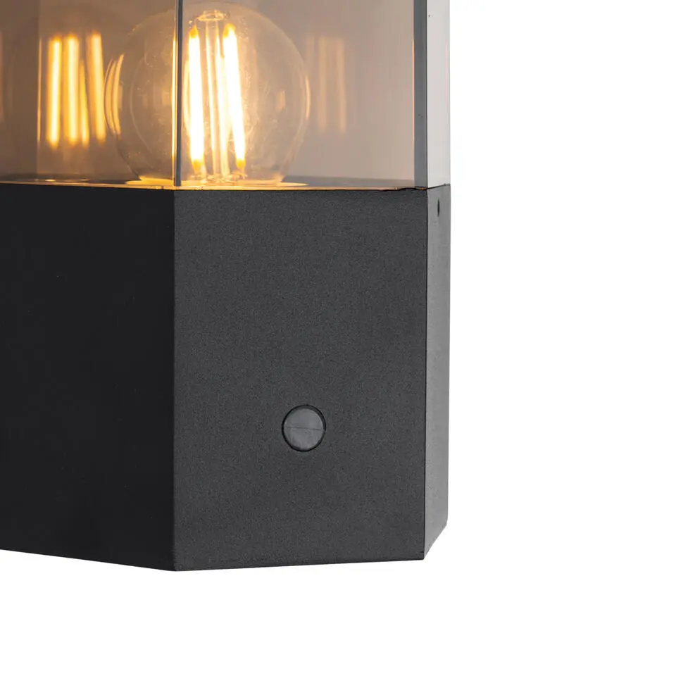 Qazqa wandlamp met daglichtsensor denmark zwart e27