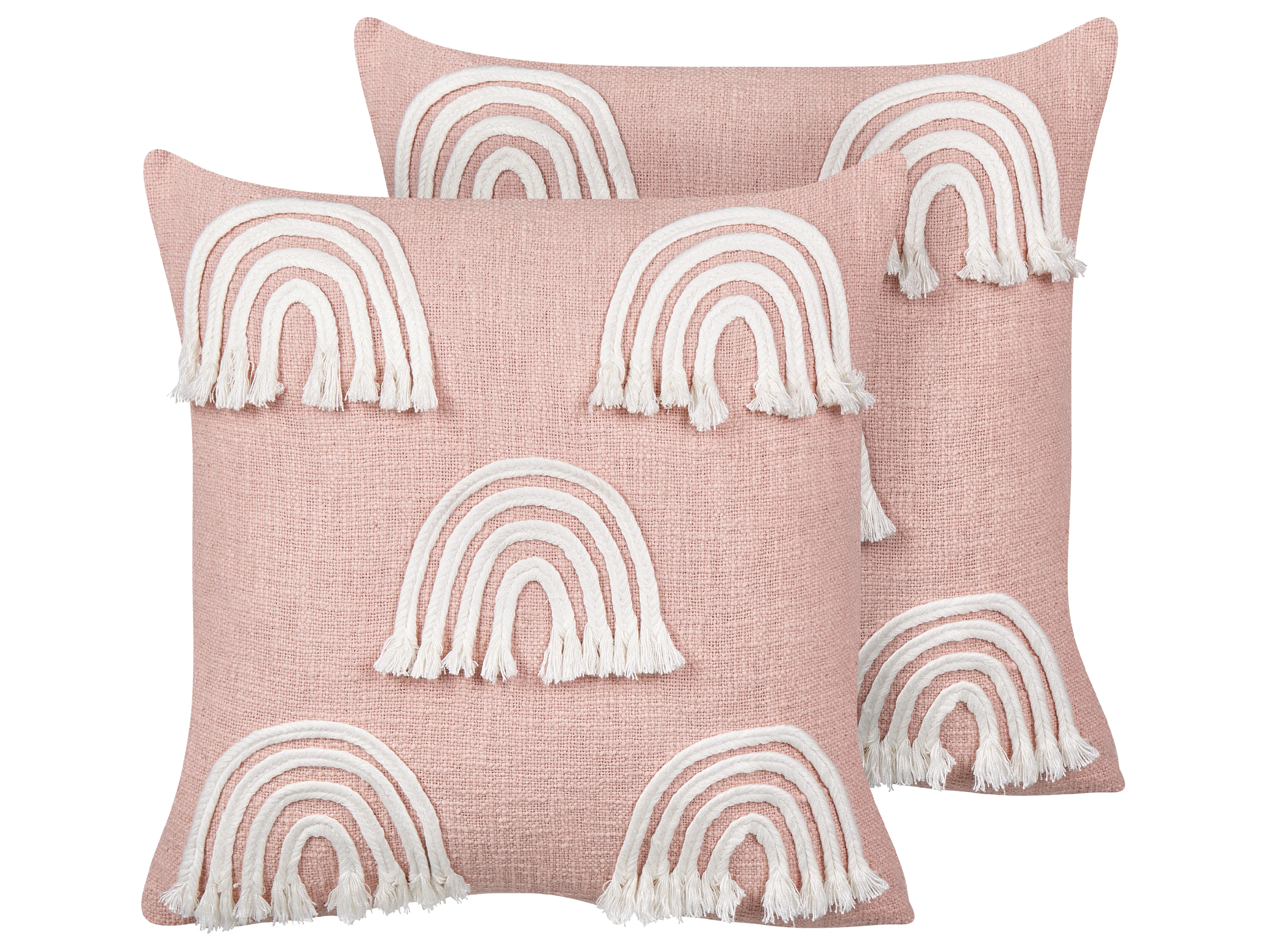 Set of 2 Decorative Cushions LEEA Cotton 45 x 45 cm Pastel Pink