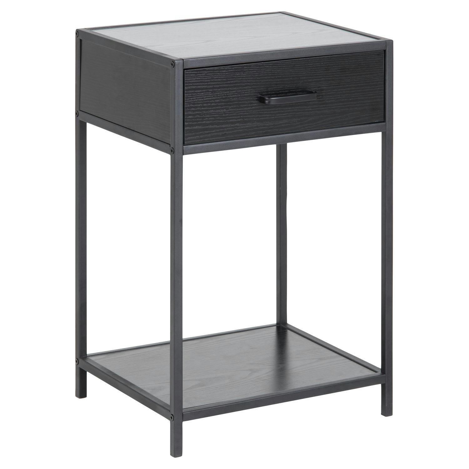 SIREINE - Table de chevet ou d'appoint 1 étagère et un tiroir en mdf et métal