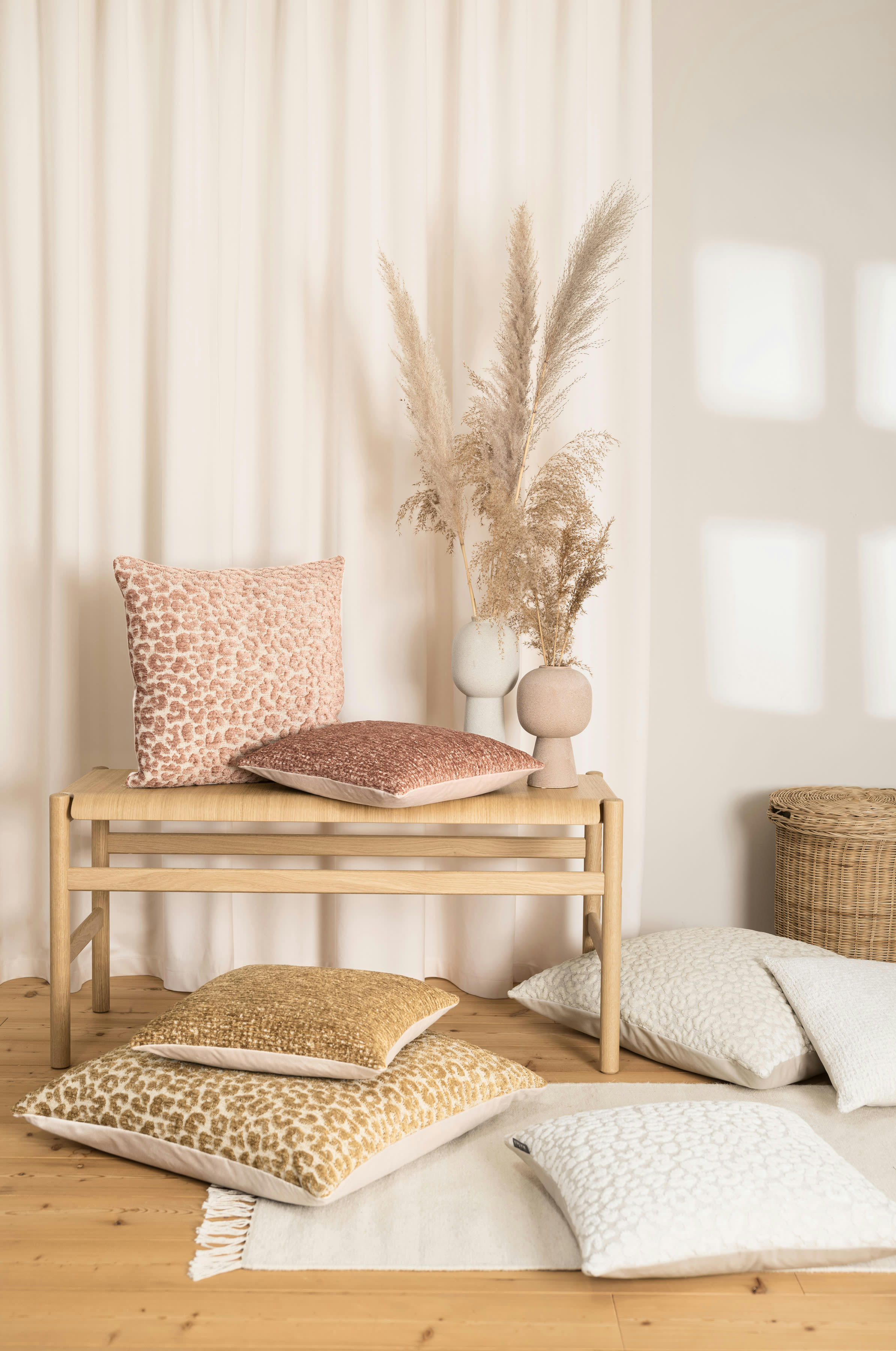 ELVA - Housses de coussin motif jacquard velours-lot de 2-40x40