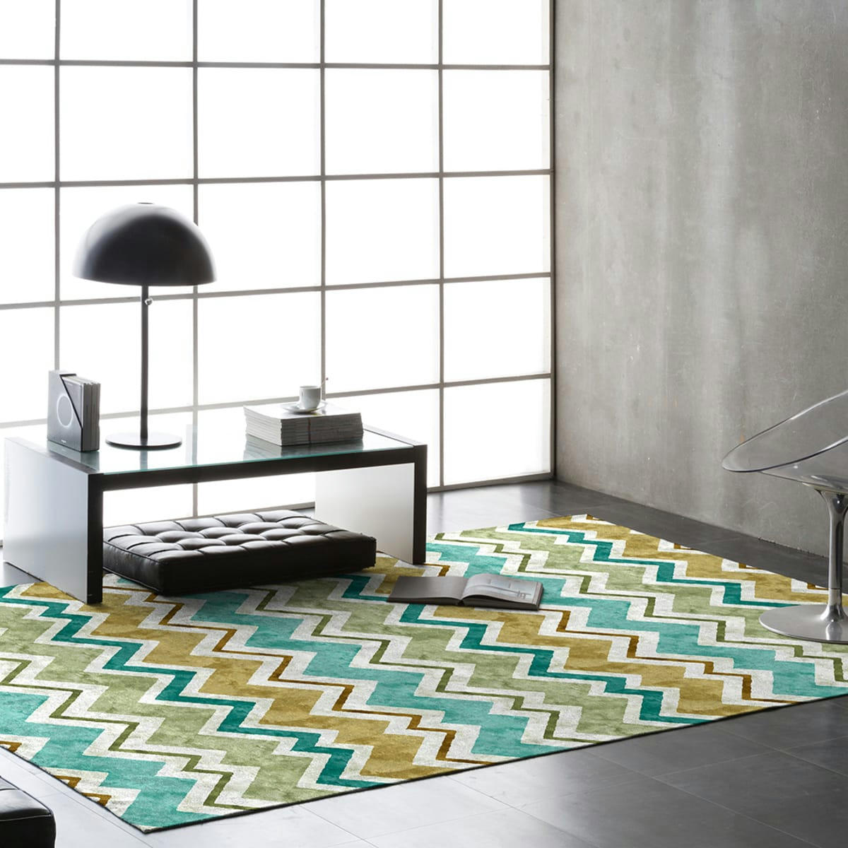 EYRA - Tapis décoratif en coton en impression digital vert 160x230 cm