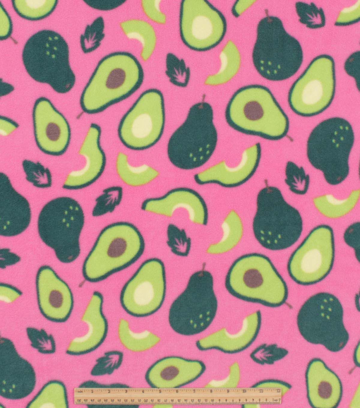 Avocado Slices on Pink Anti Pill Plush Fleece