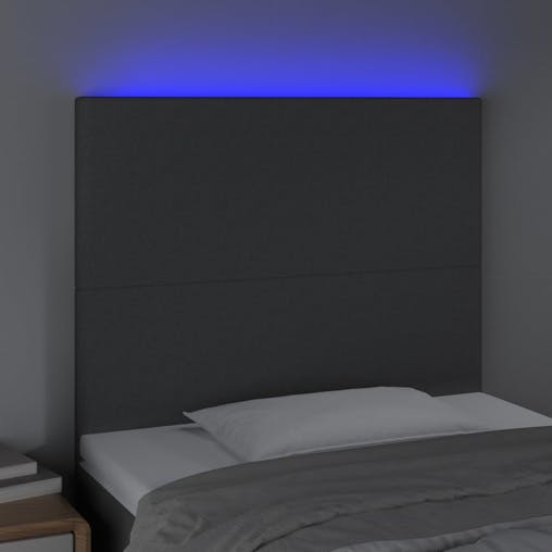 NNEVL LED Headboard Dark Grey 80x5x118/128 cm Fabric