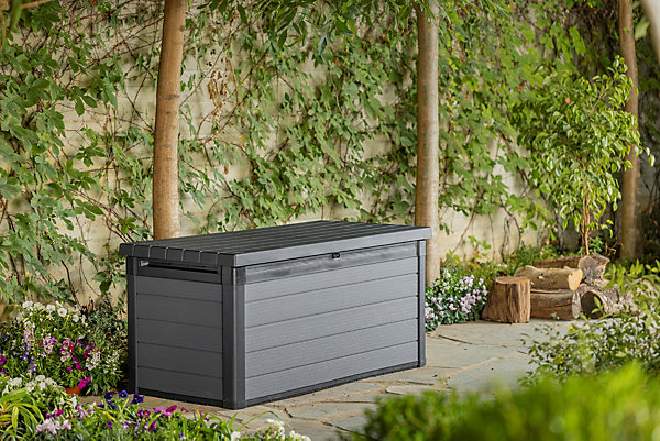 Coffre de jardin cortina en résine coloris gris anthracite - 570L - KETER