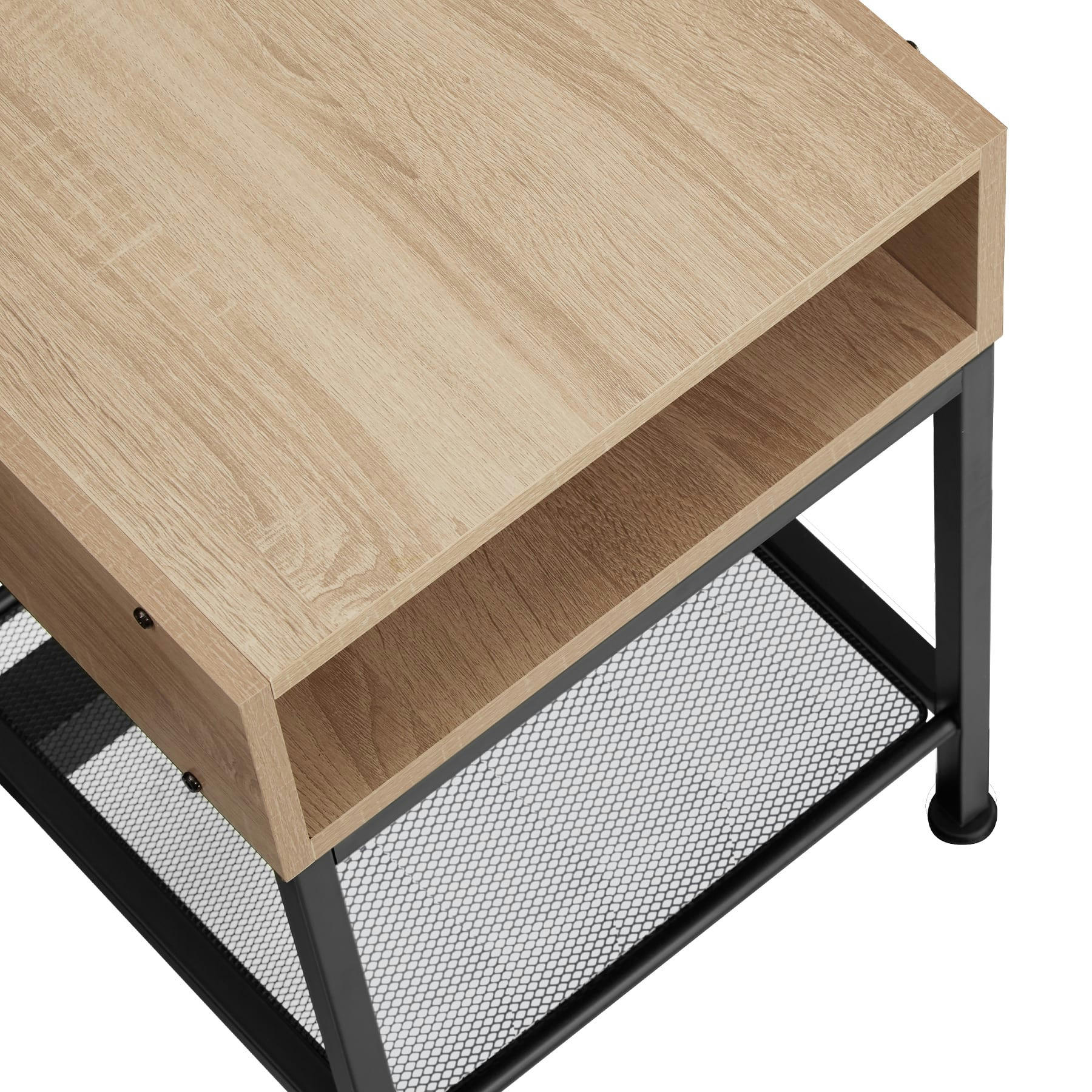 - Table de chevet 40.5x40.5x52.5cm bois clair industriel -chêne