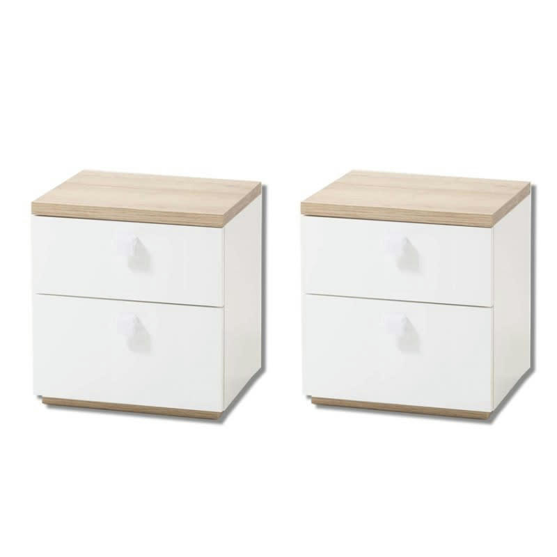 GABRIEL - 2 tables de chevet décor chêne clair et blanc enfant ado