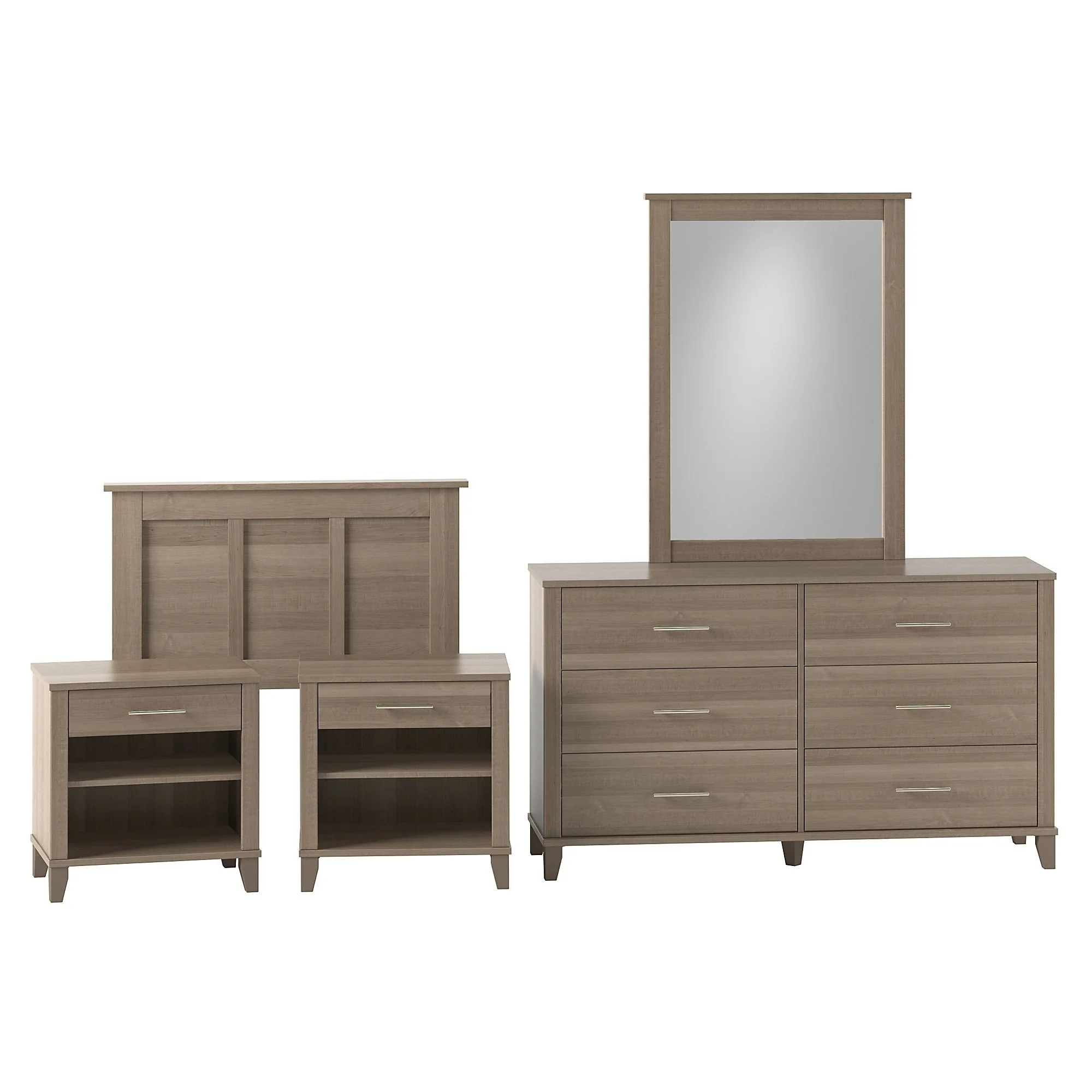Somerset Twin Size 5 Piece Bedroom Set by Bush Furniture in Ash Gray