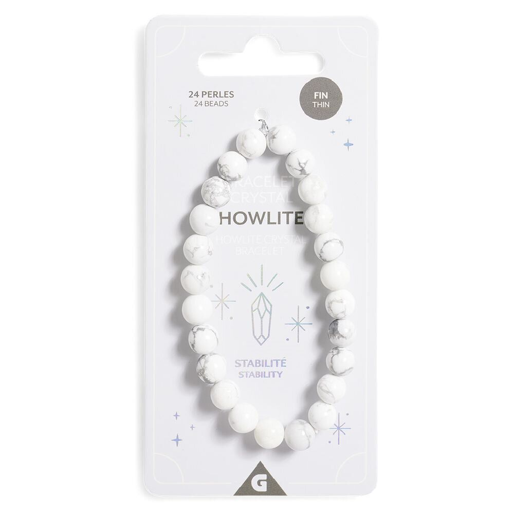 Bracelet crystal fin 24 perles Howlite blanc - Stabilité