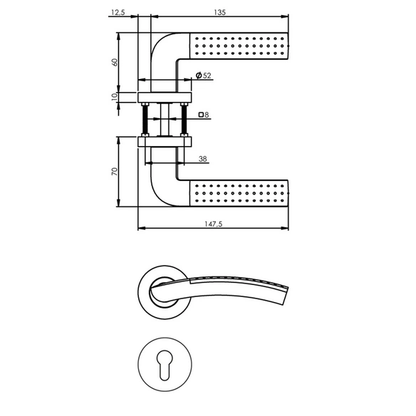 Türdrücker »Sharon«, D.52x10 mm PZ-Rosetten