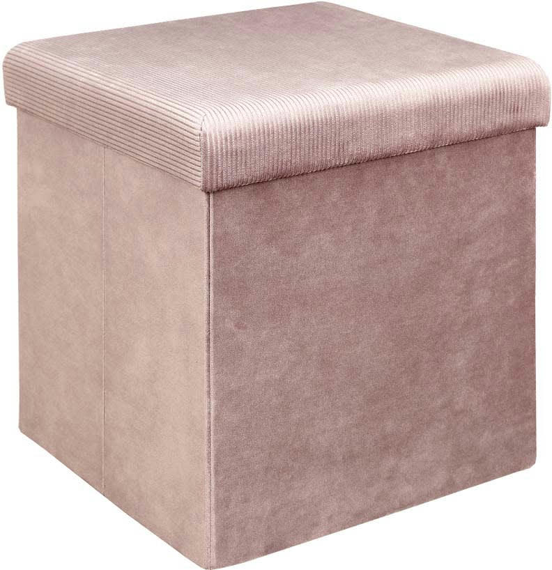 GIULIA - Pouf coffre de rangement rose poudré