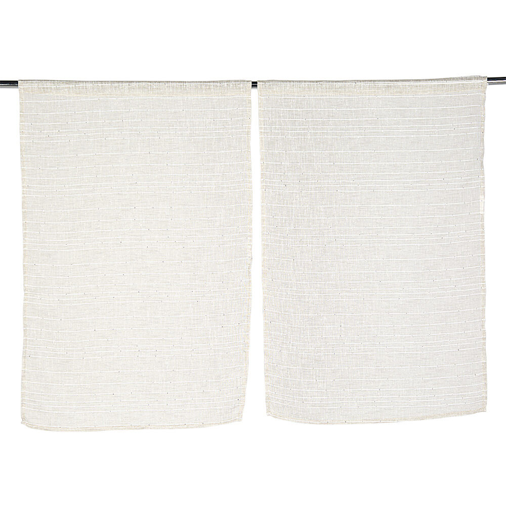 Vitrage passe tringle x2 effet sequin taupe 60x90cm