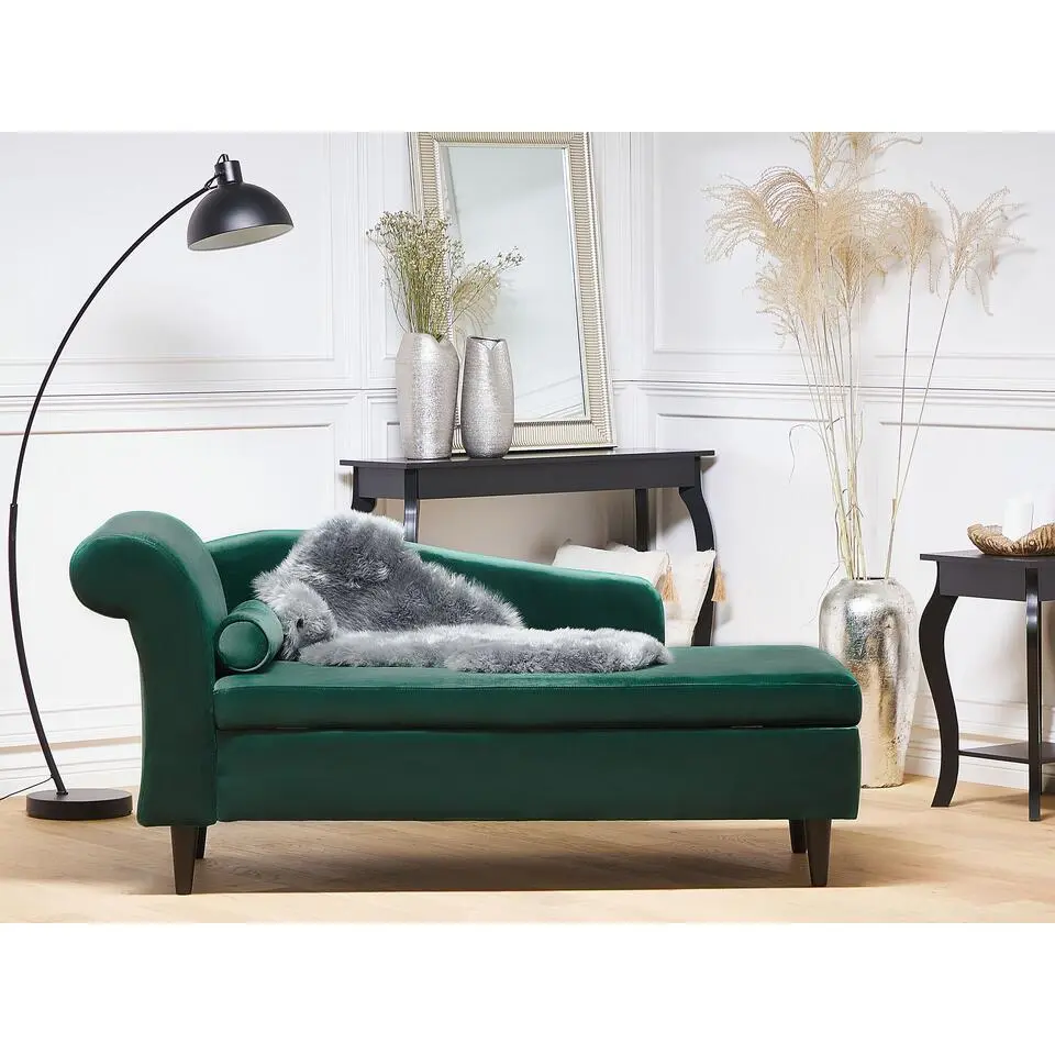 LUIRO - Chaise longue - Groen - Linkerzijde - Fluweel