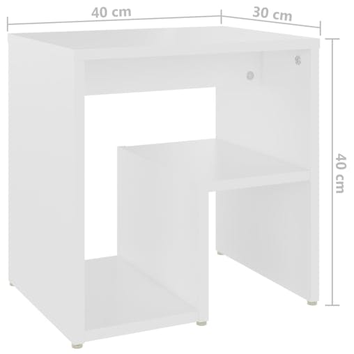 NNEVL Bed Cabinet White 40x30x40 cm Chipboard