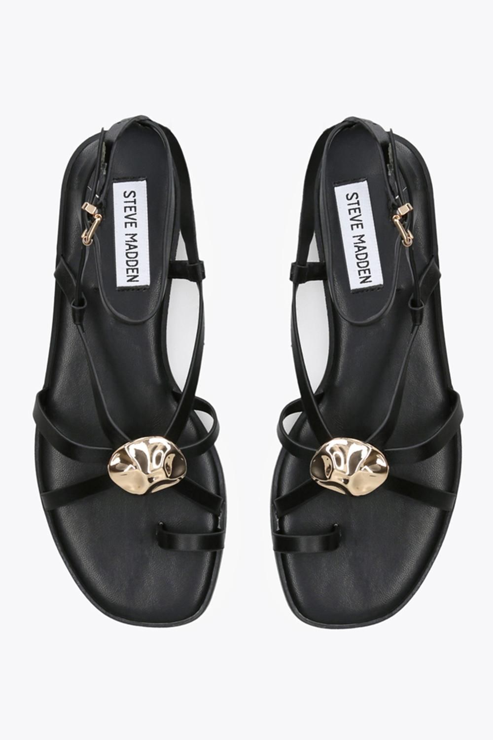 STEVE MADDEN Napa Valley Black' Leather Sandals